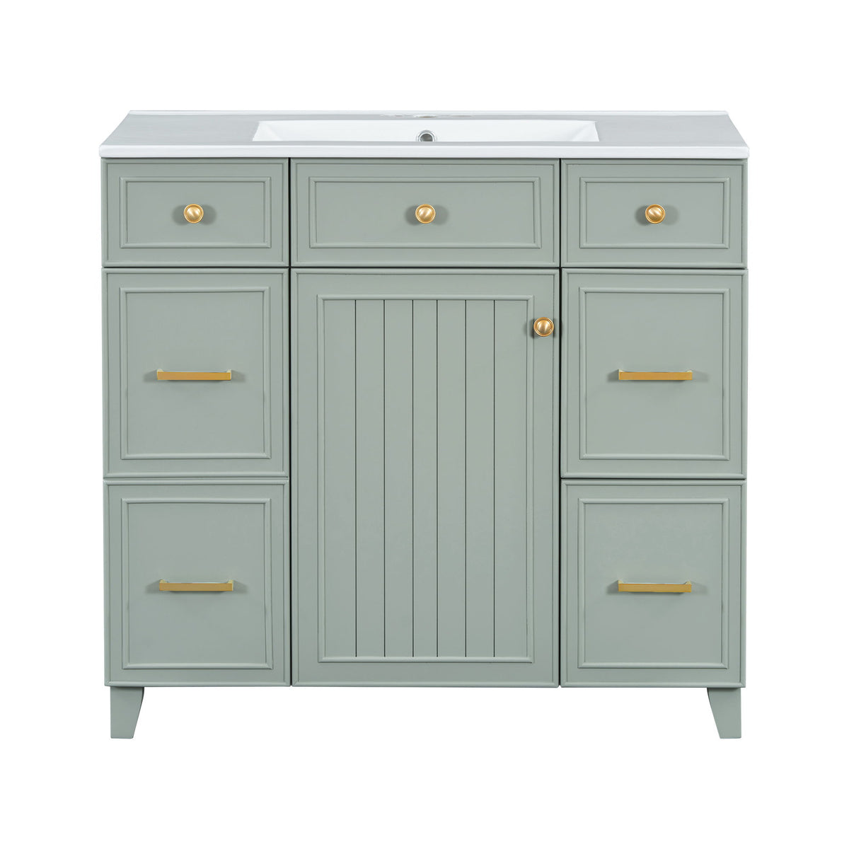 Bathroom Vanity With Ceramic Sink, Soft Close Doors, Adjustable Shelves