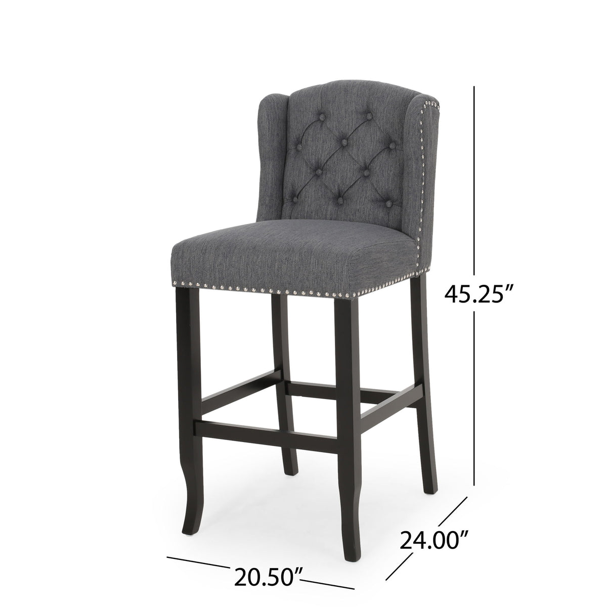 Vienna - Contemporary Fabric Tufted Wingback Counter Stools (Set of 2)