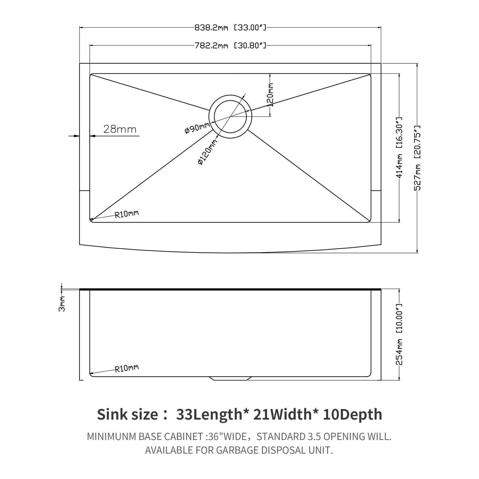 Farmhouse Kitchen Sink, Stainless Steel, Apron Front