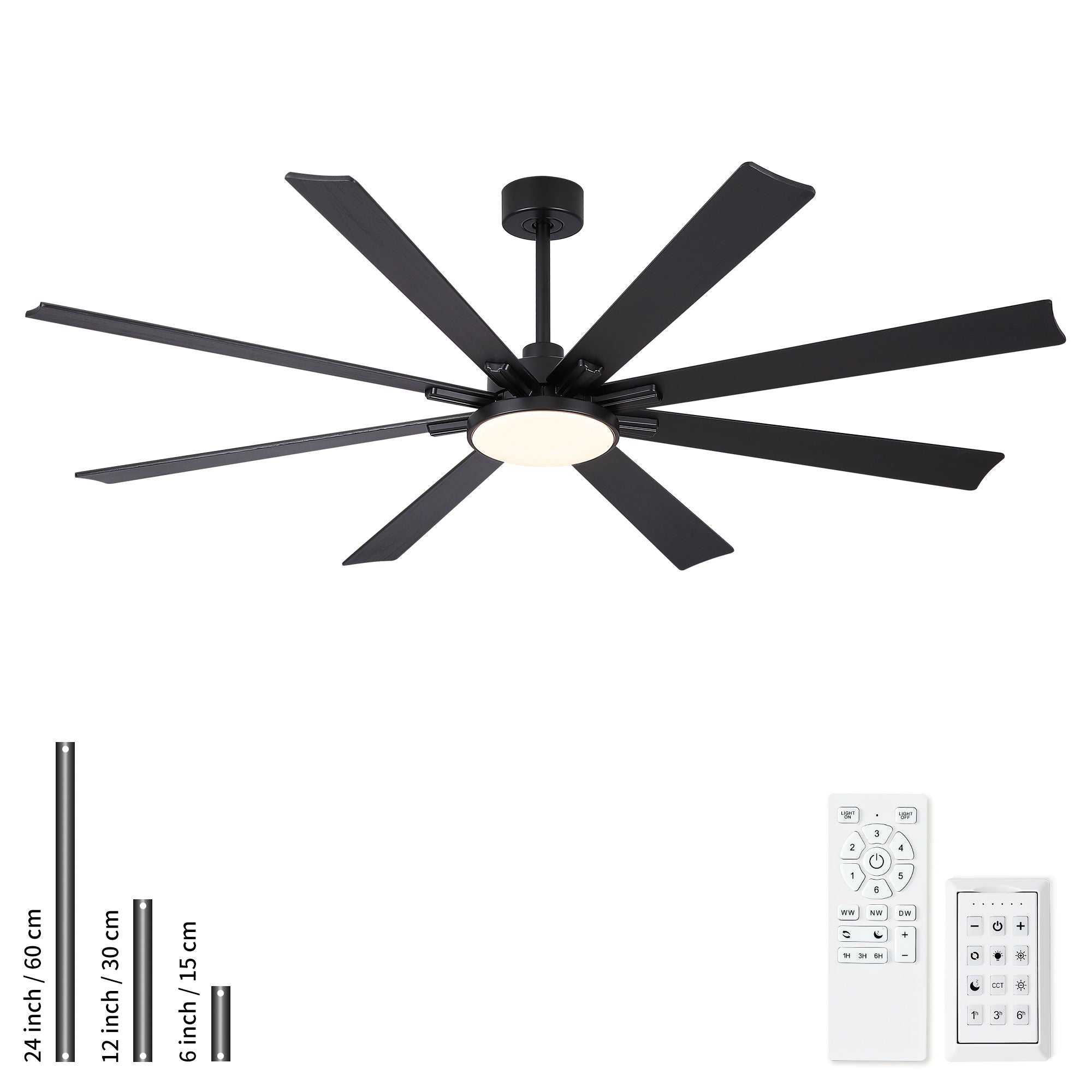 Large Ceiling Fan With Dimmable LED Light 8 Blades Remote Control, Reversible DC Motor