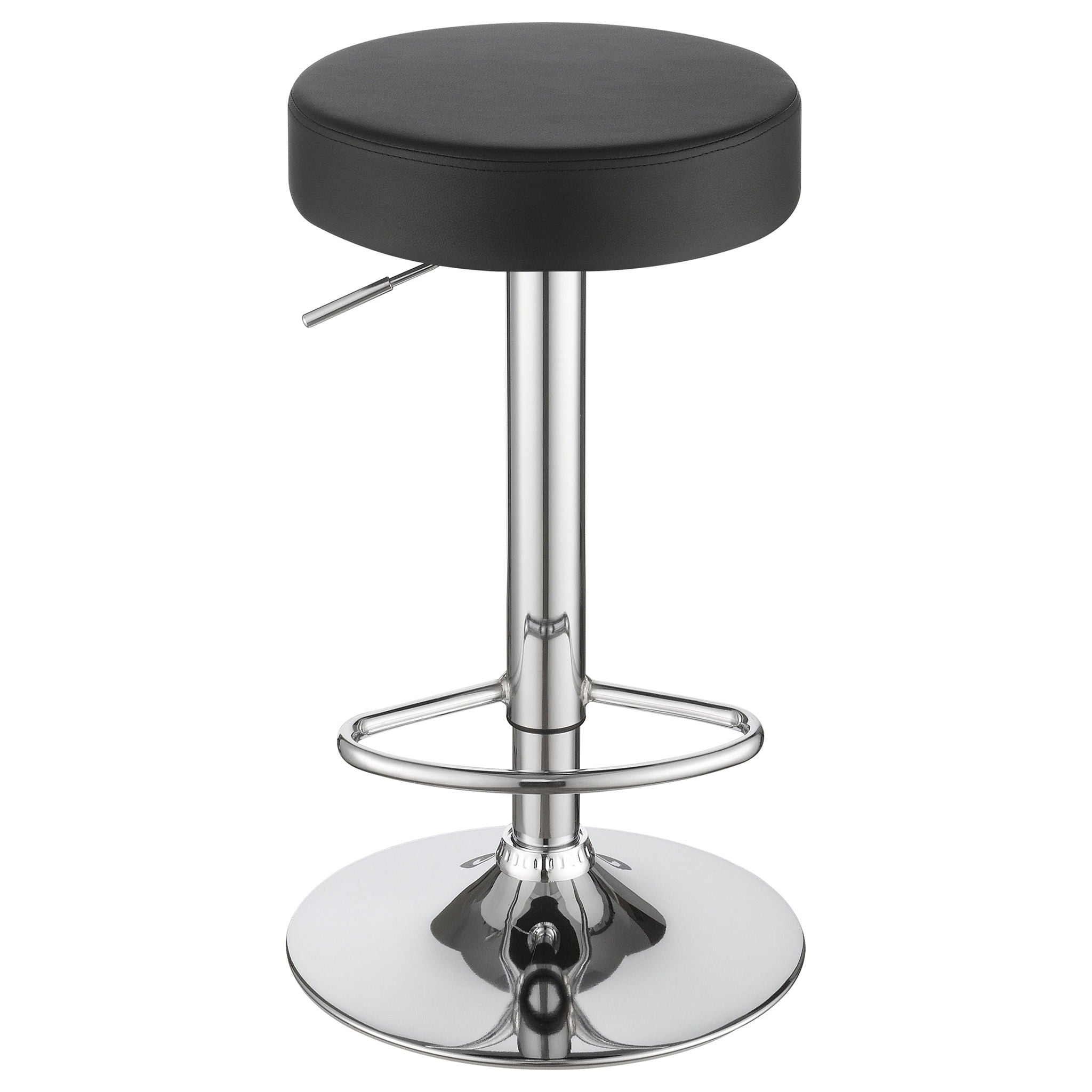 Adjustable Hydraulic Bar Stool With Base And Padded Seat - Black / Silver