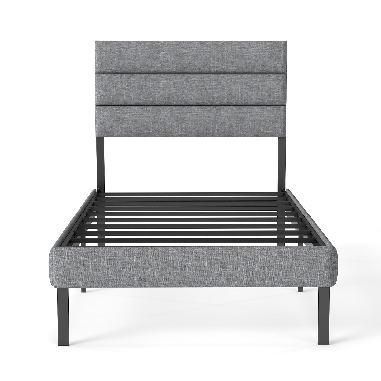 Upholstered Platform Bed Frame With Headboard, No Box Spring Needed, Underbed Storage