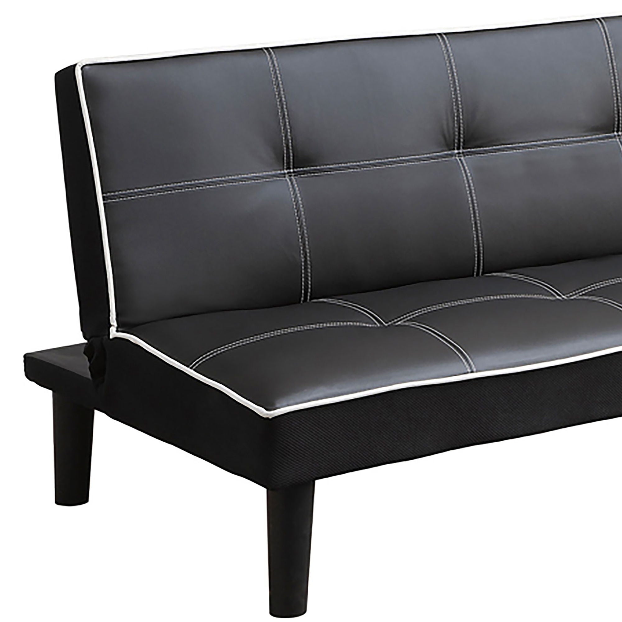Cranston - Armless Sofa Bed With Contrast Piping - Black