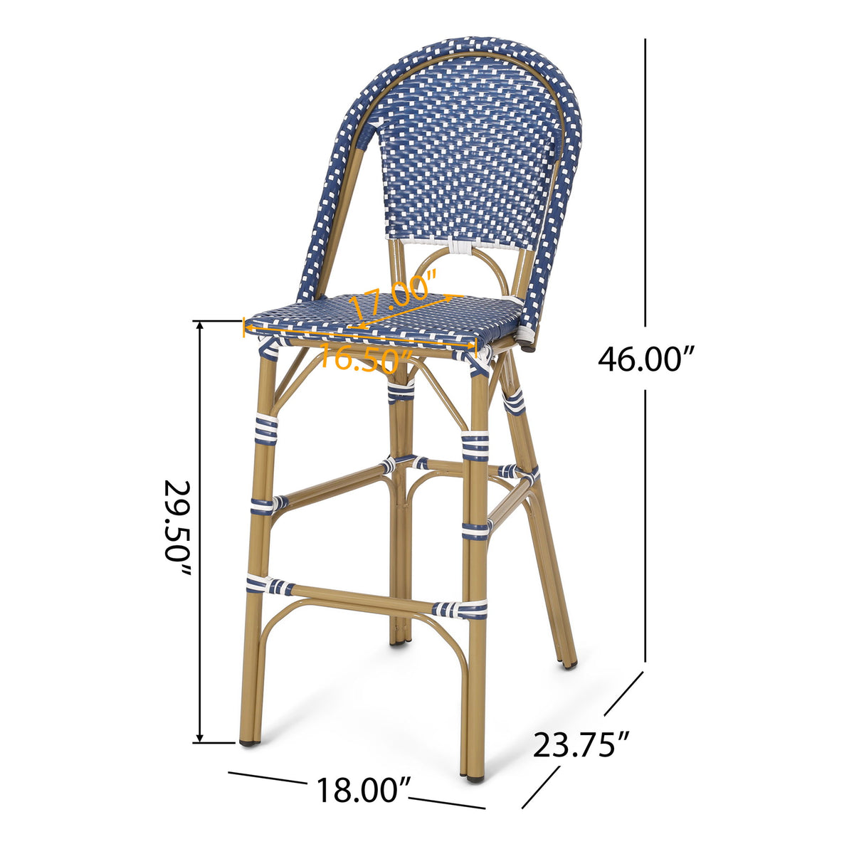 Outdoor Pe Rattan French Barstool Set