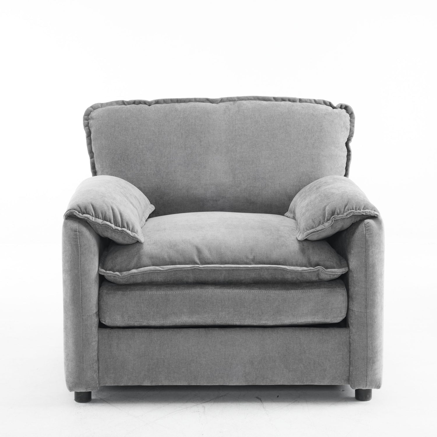 Oversized Reading Armchair With Thick Cushions, High Back Support