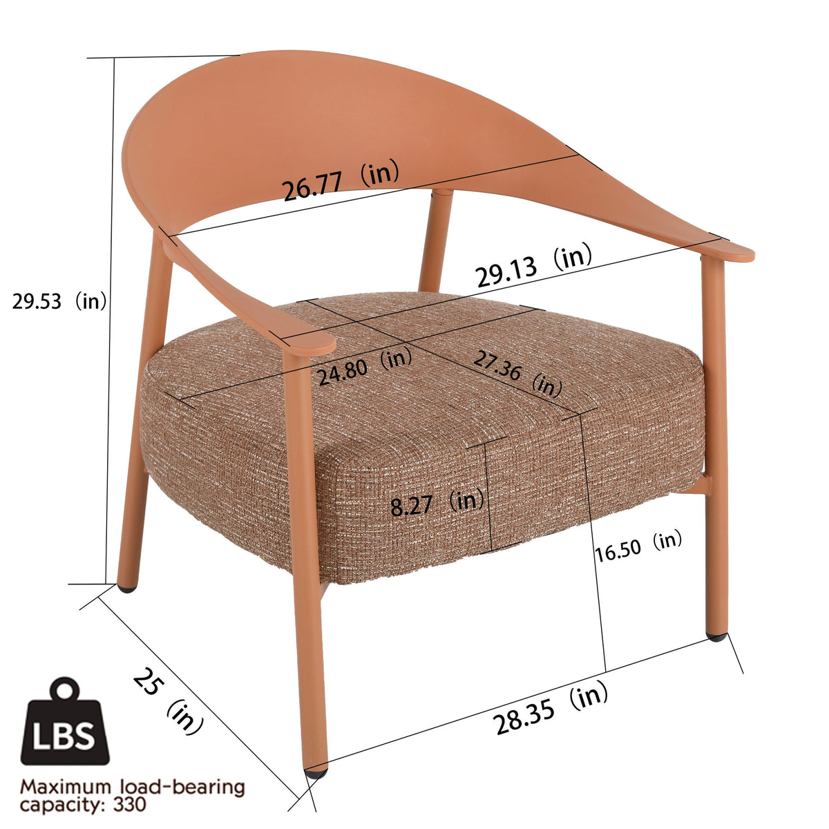 Furniture Set With Seat Cushions, Sturdy And Durable - Apricot Brow