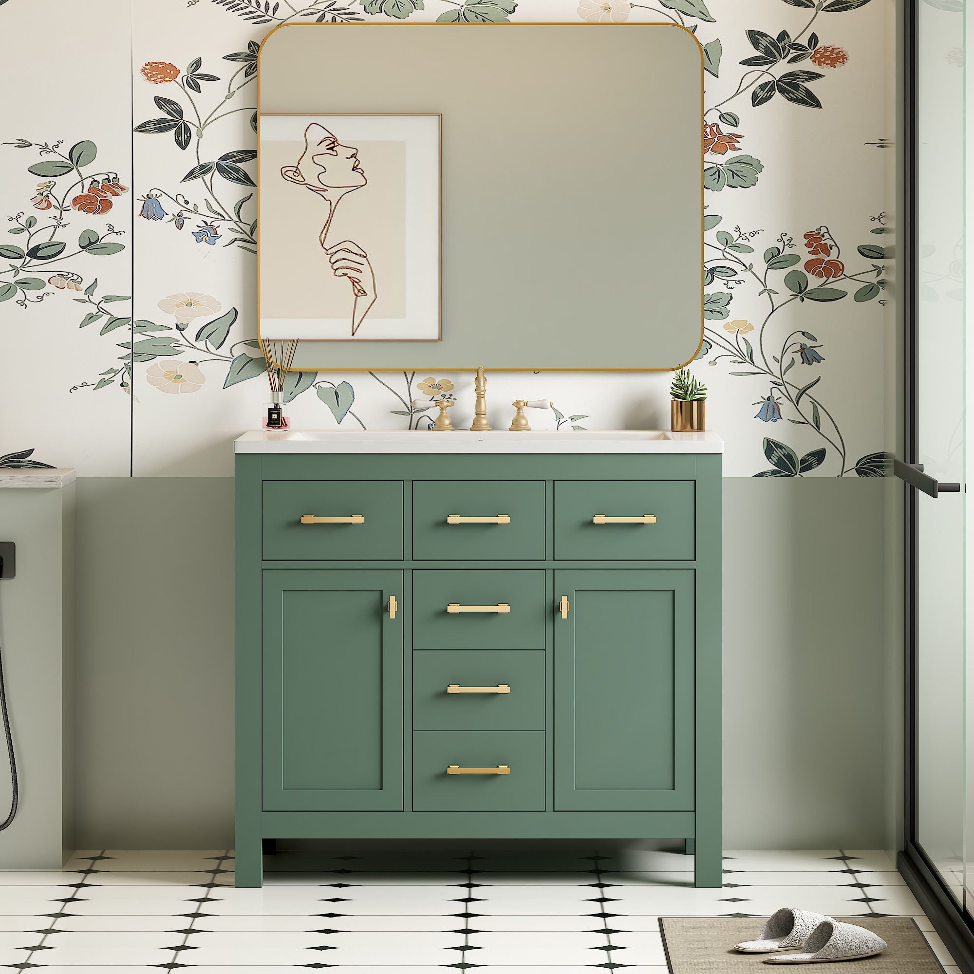 Bathroom Vanity With Sink Combo Set, Modern Bathroom Cabinet With 4 Drawers