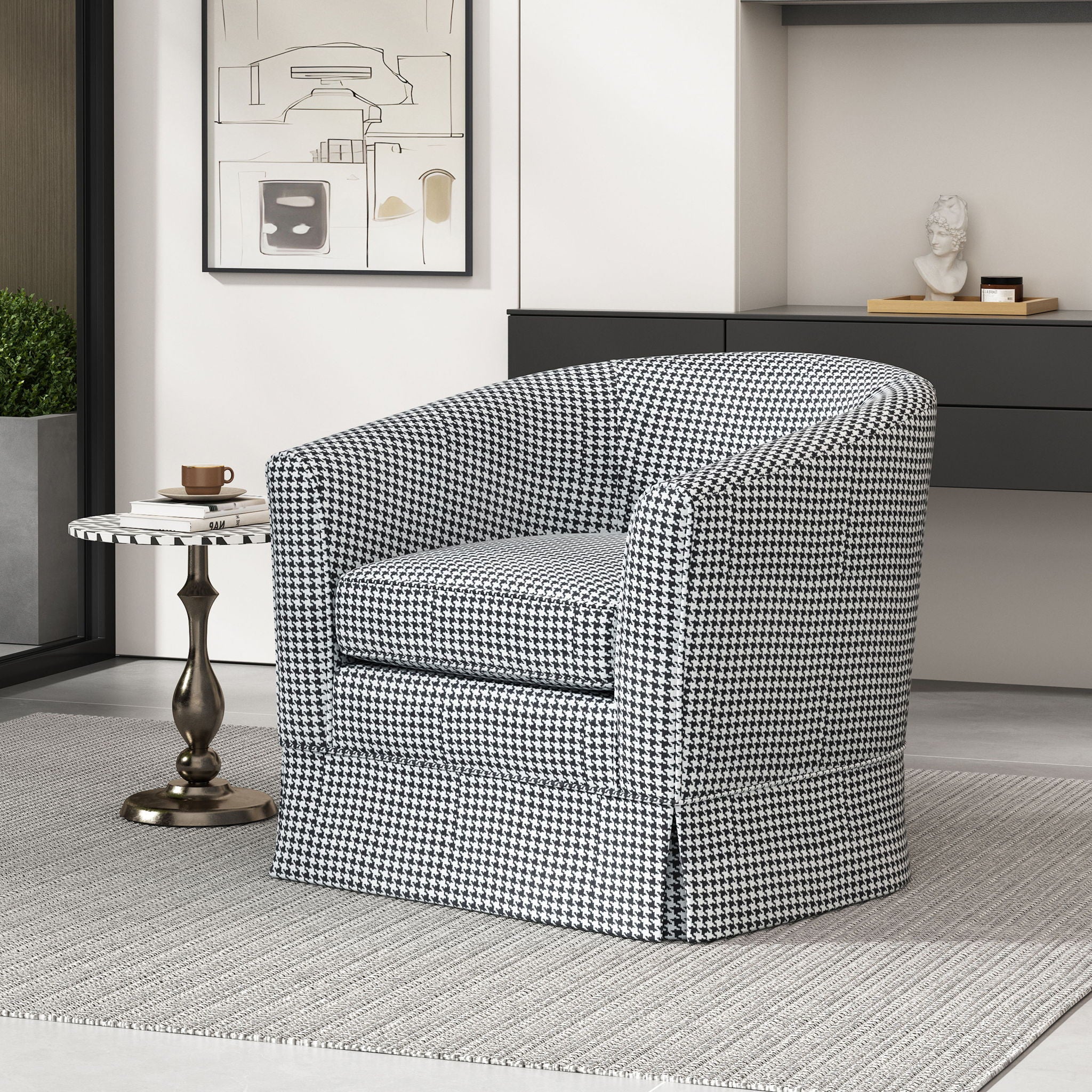 Zeniqua - Upholstered Velvet Swivel Chair With Loose Cover