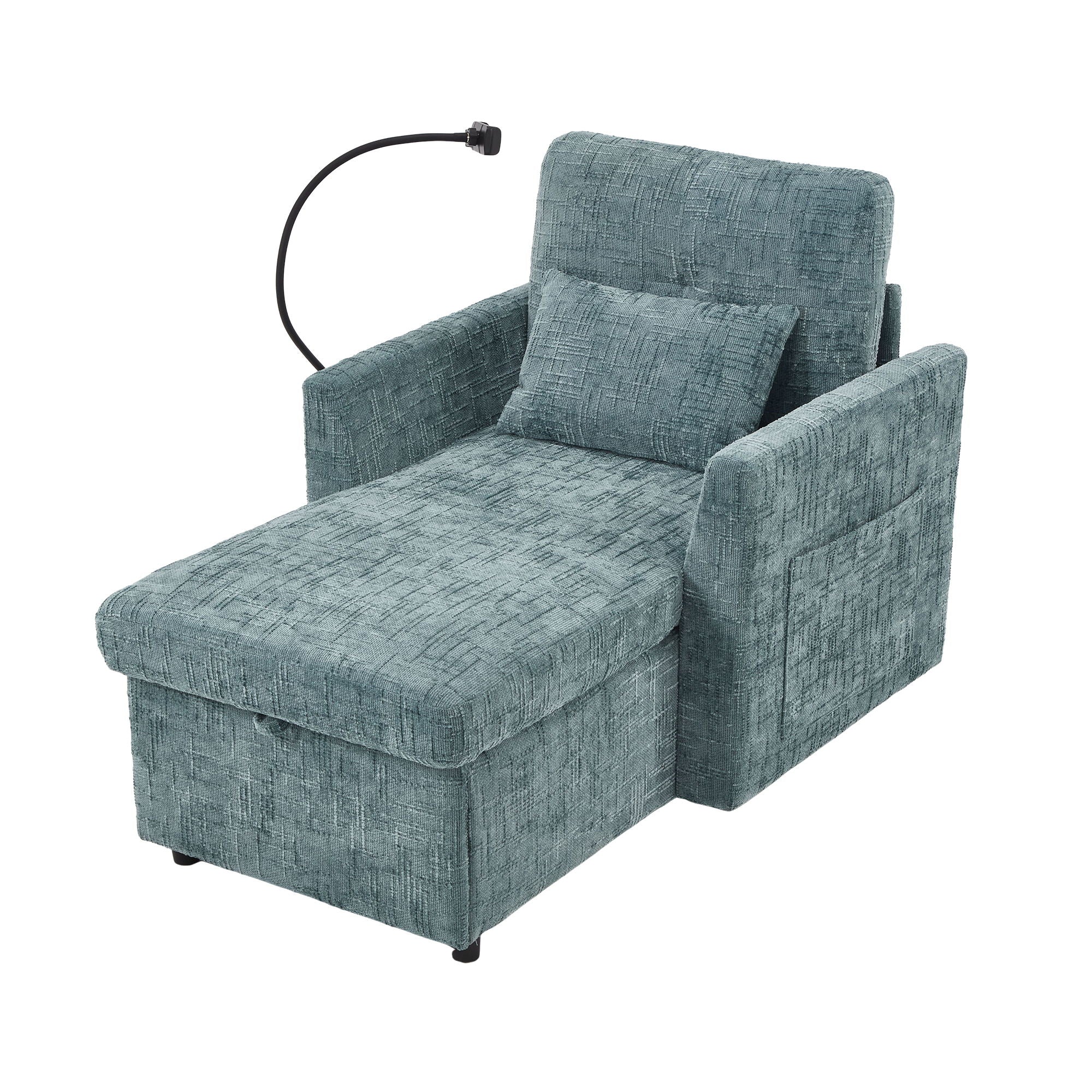 Multifunctional Chenille Recliner Sofa With Storage And Phone Bracket