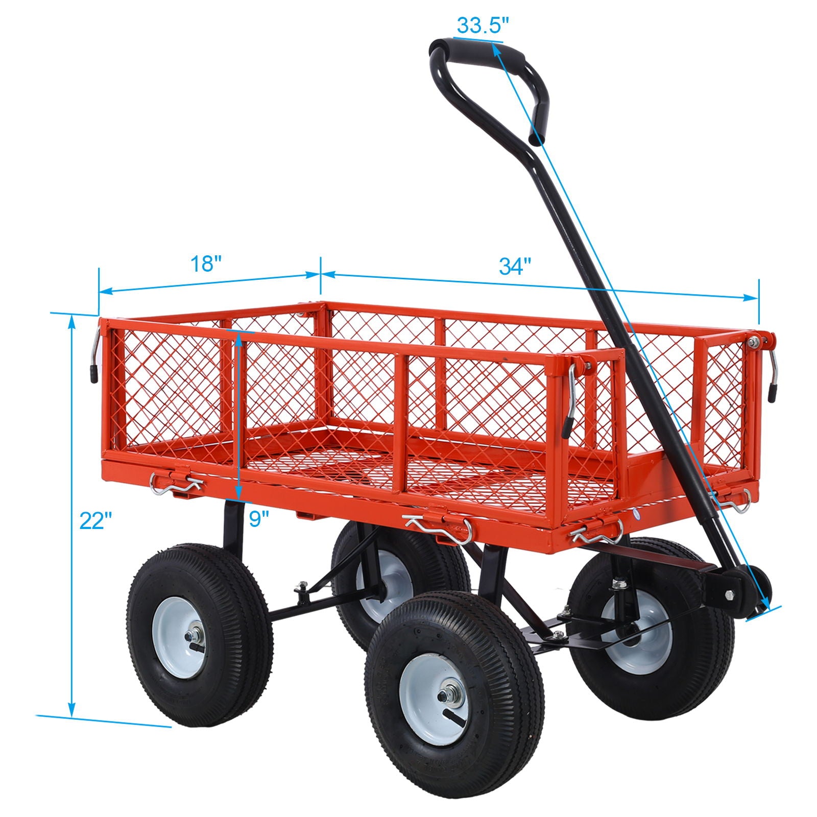 Heavy Duty Steel Garden Cart With Sides