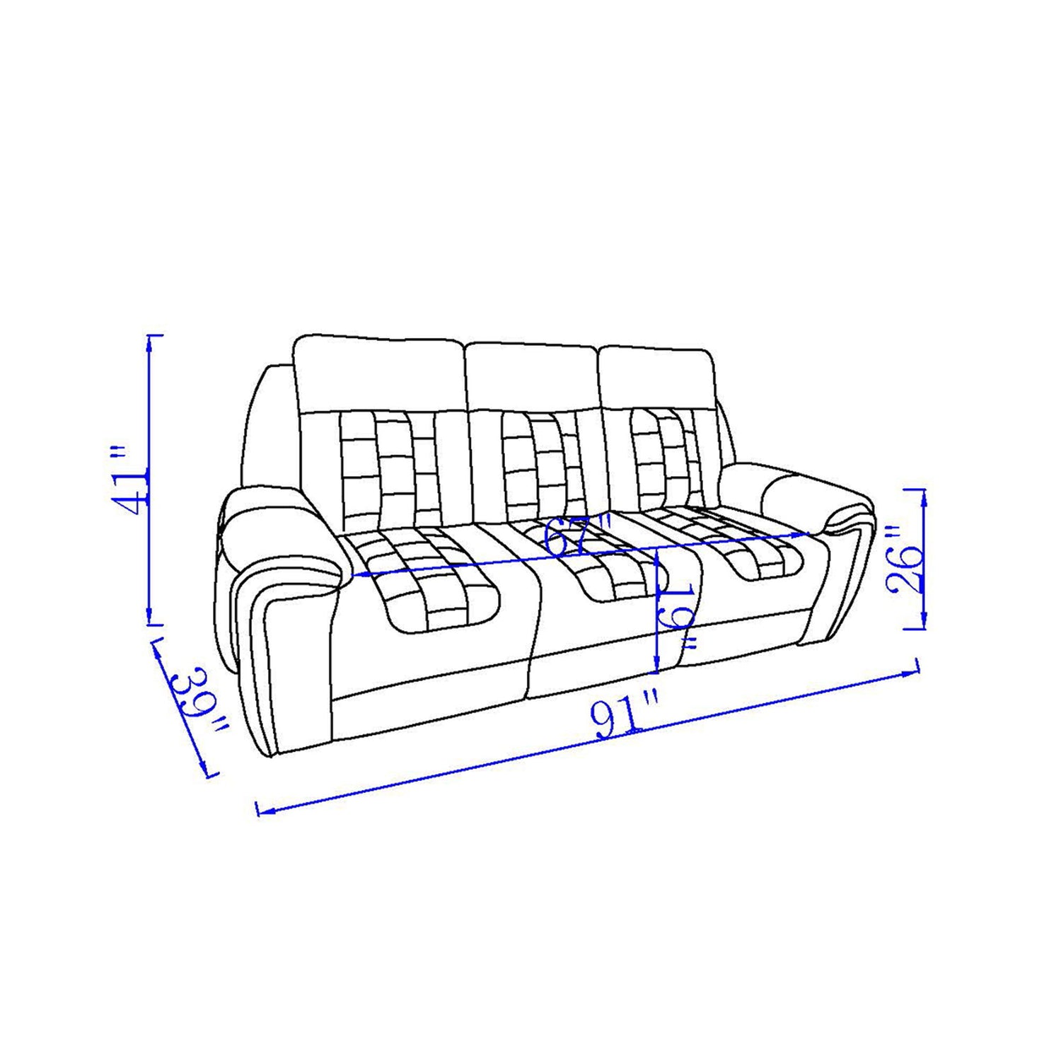 Clark - Blanche / Velvet Power Reclining Sofa With LED - Black