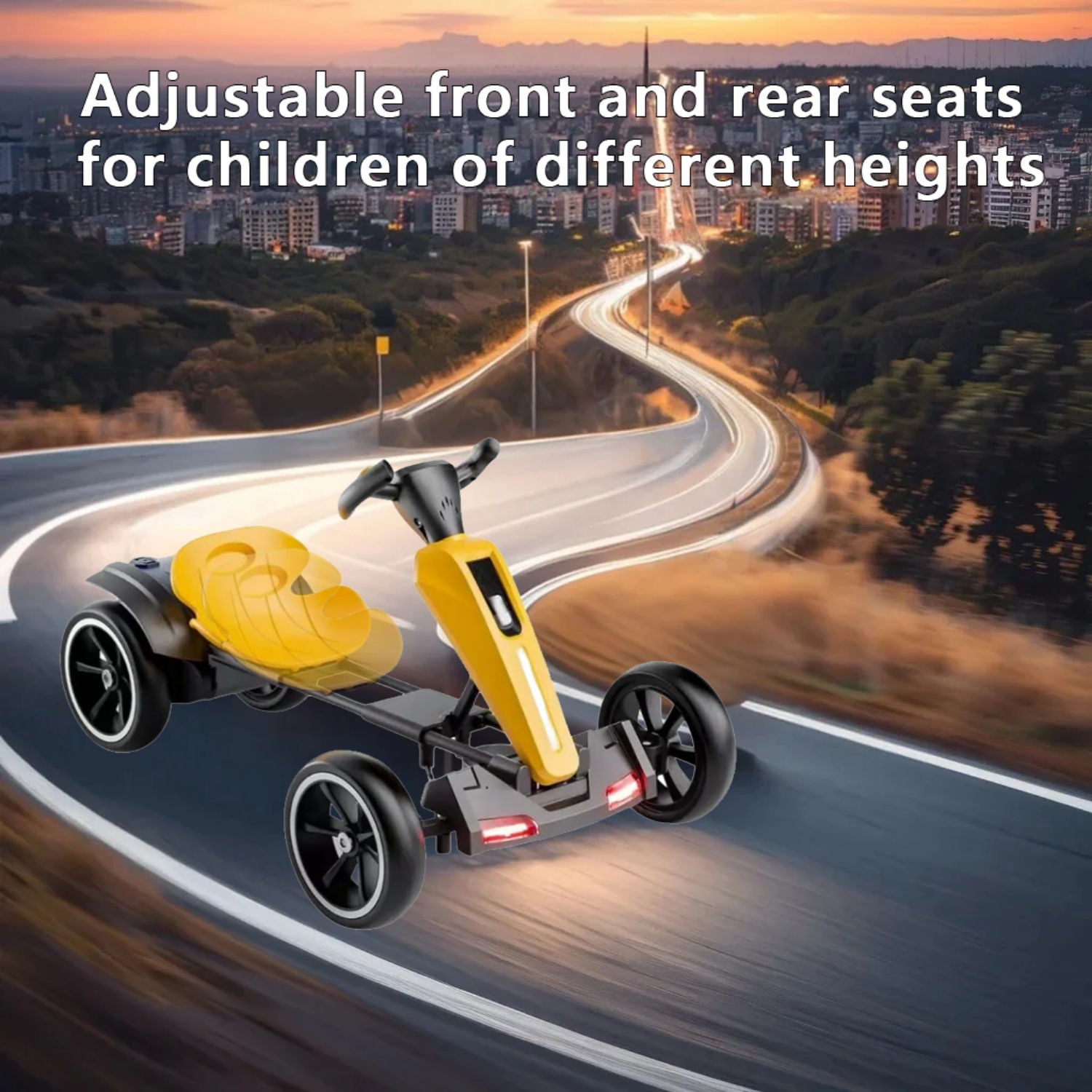 Electric Kids Pedal Go Kart With Adjustable Seat, Foldable Design