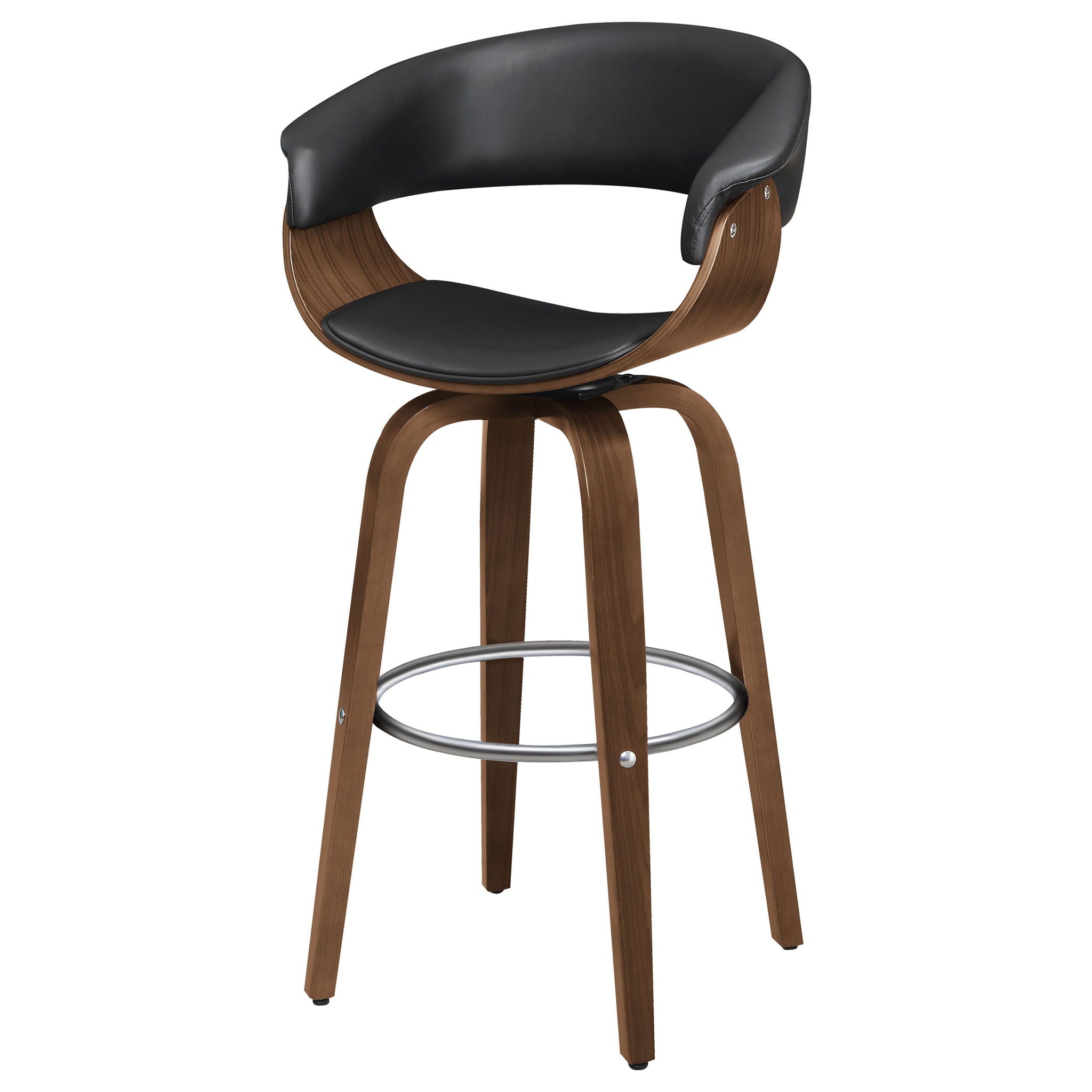 Swivel Bar Stool Elegant Design With Upholstery - Walnut
