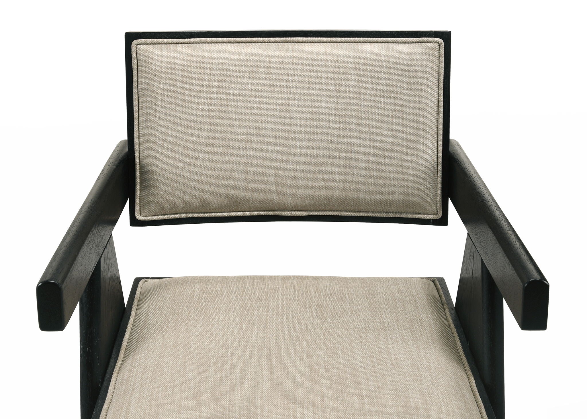 Jasper - Dining Arm Chairs With Upholstered Seat (Set of 2) - Ebony Black / Beige