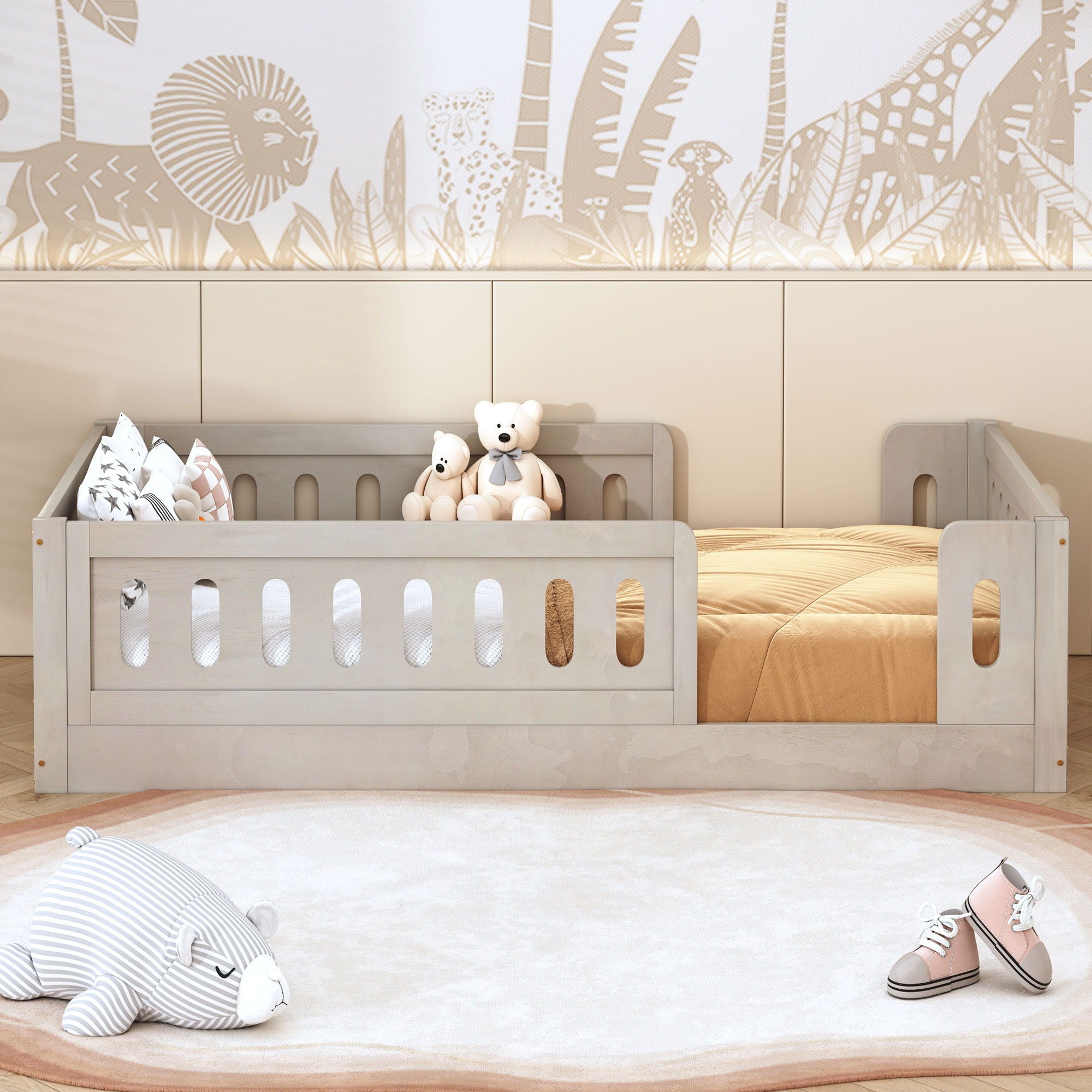 Platform Bed With Guardrail