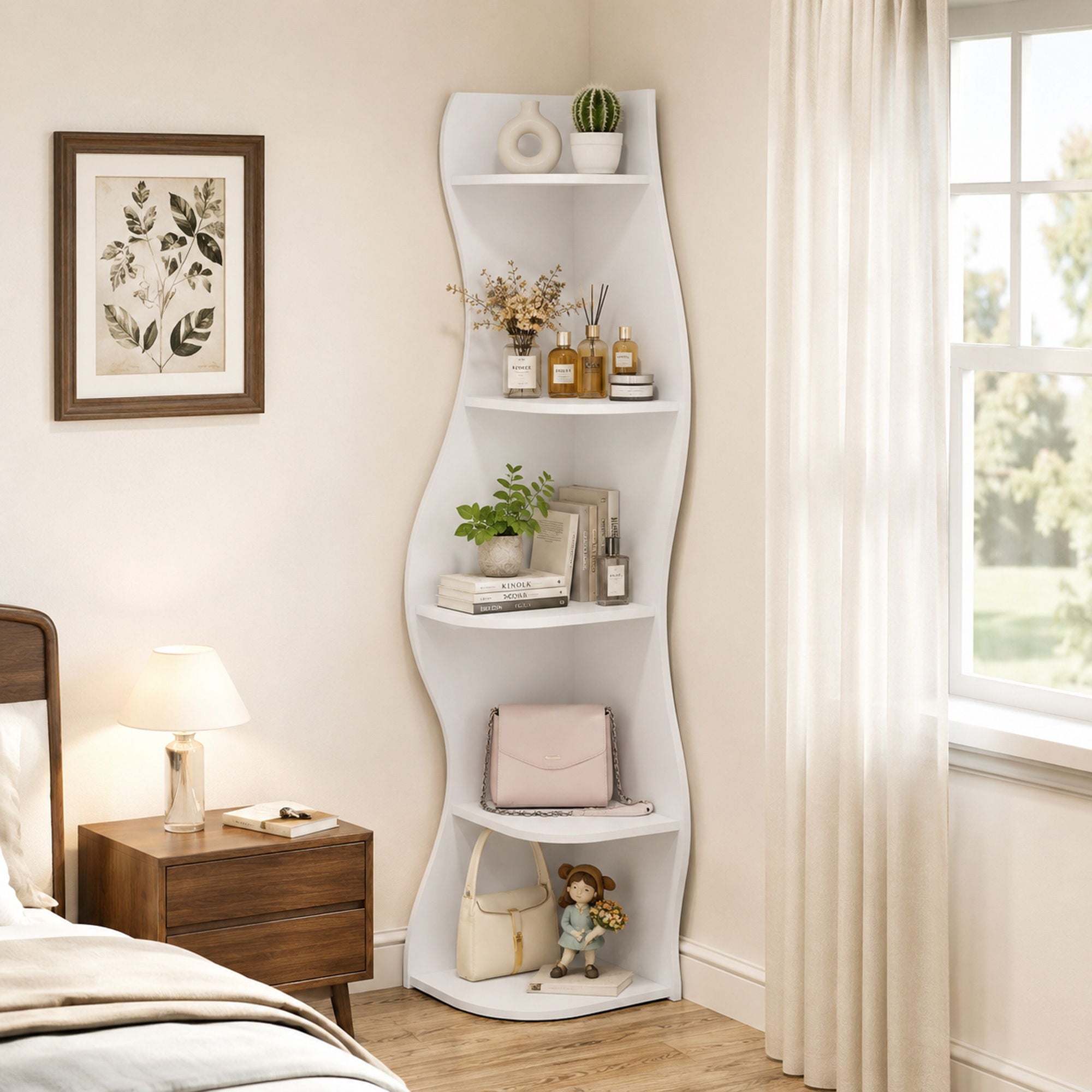 5 Tier S - Shaped Corner Shelf For Living Room
