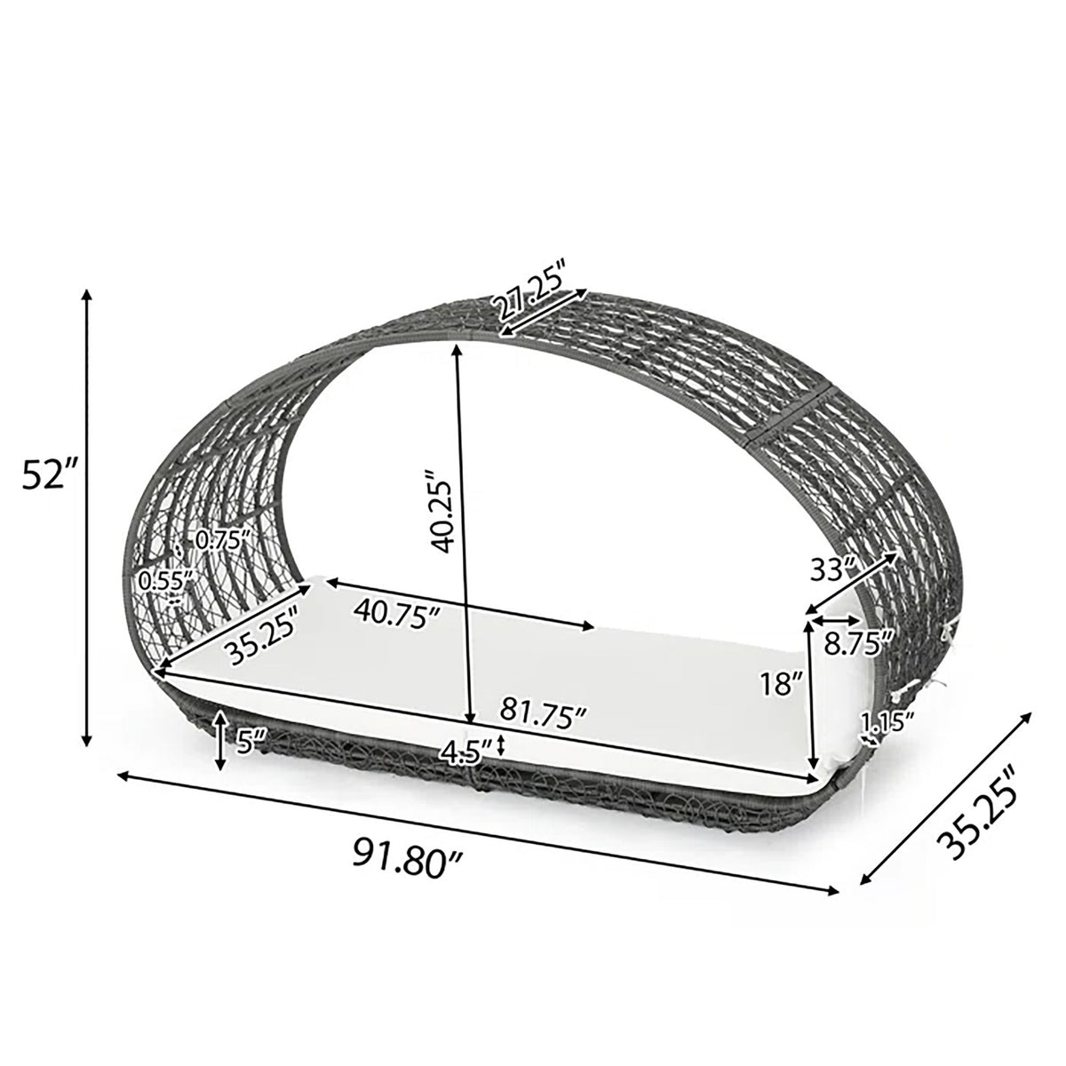 Abigal - Outdoor Wicker Daybed With Cushion