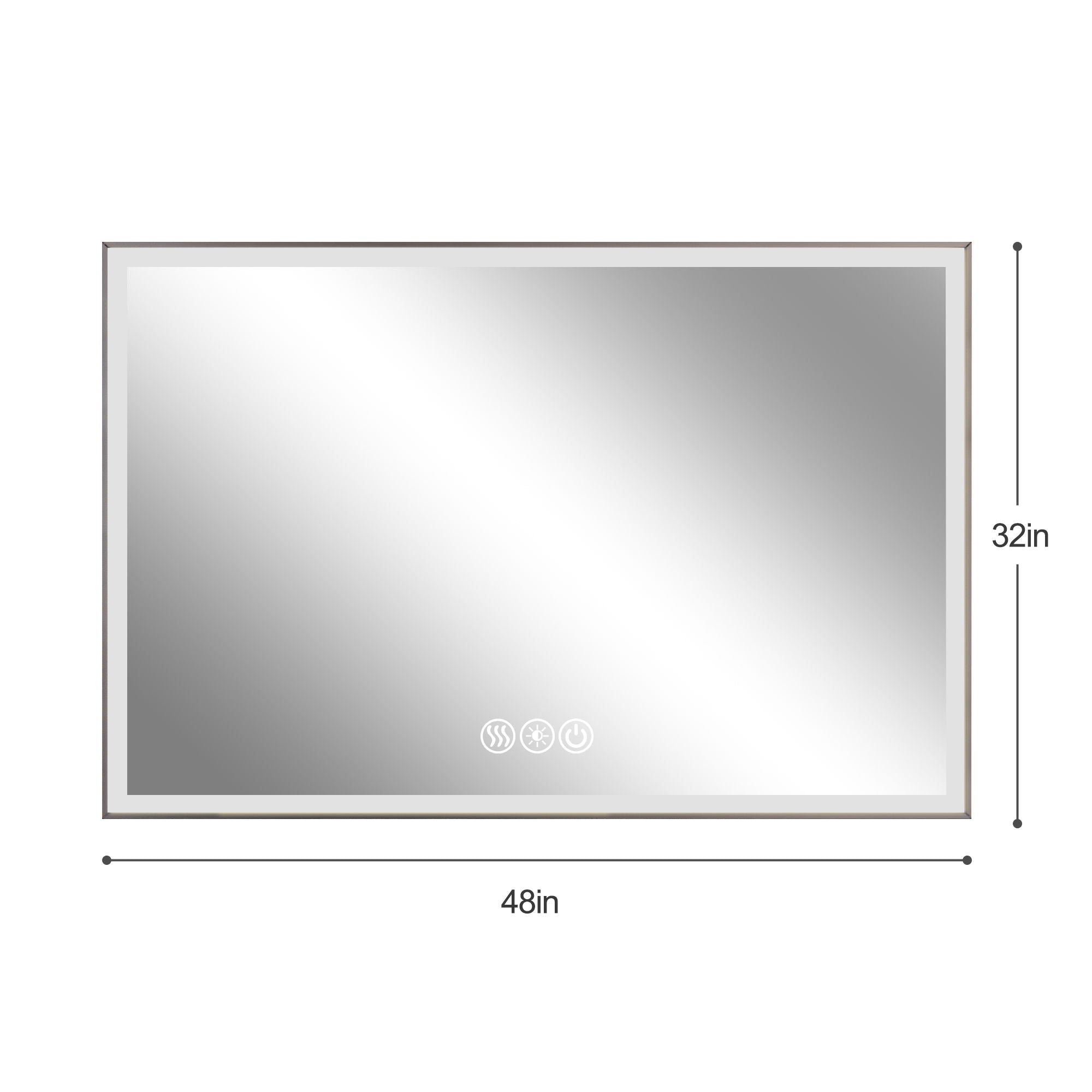 Modern LED Bathroom Vanity Mirror With Aluminum Frame, 45° Beveled Lights, Anti Fog - Silver