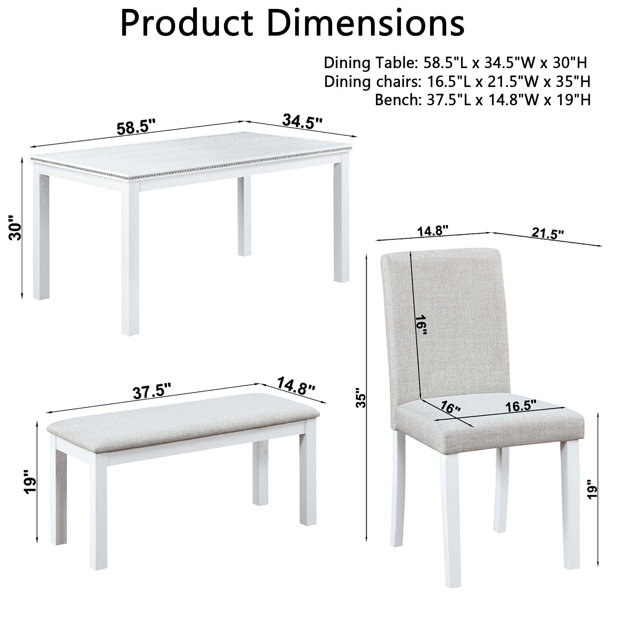 Dining Table Set With Crystal Decoration And Upholstered Chairs