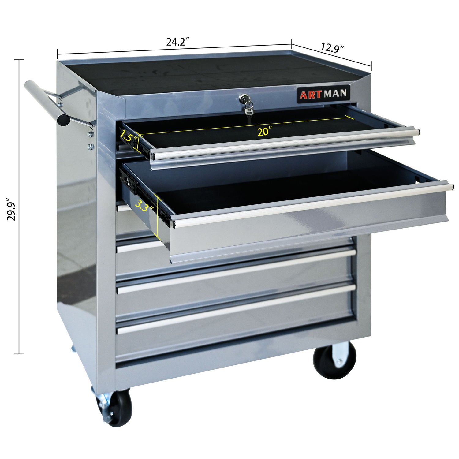 7 Drawers Multifunctional Tool Cart With Wheels