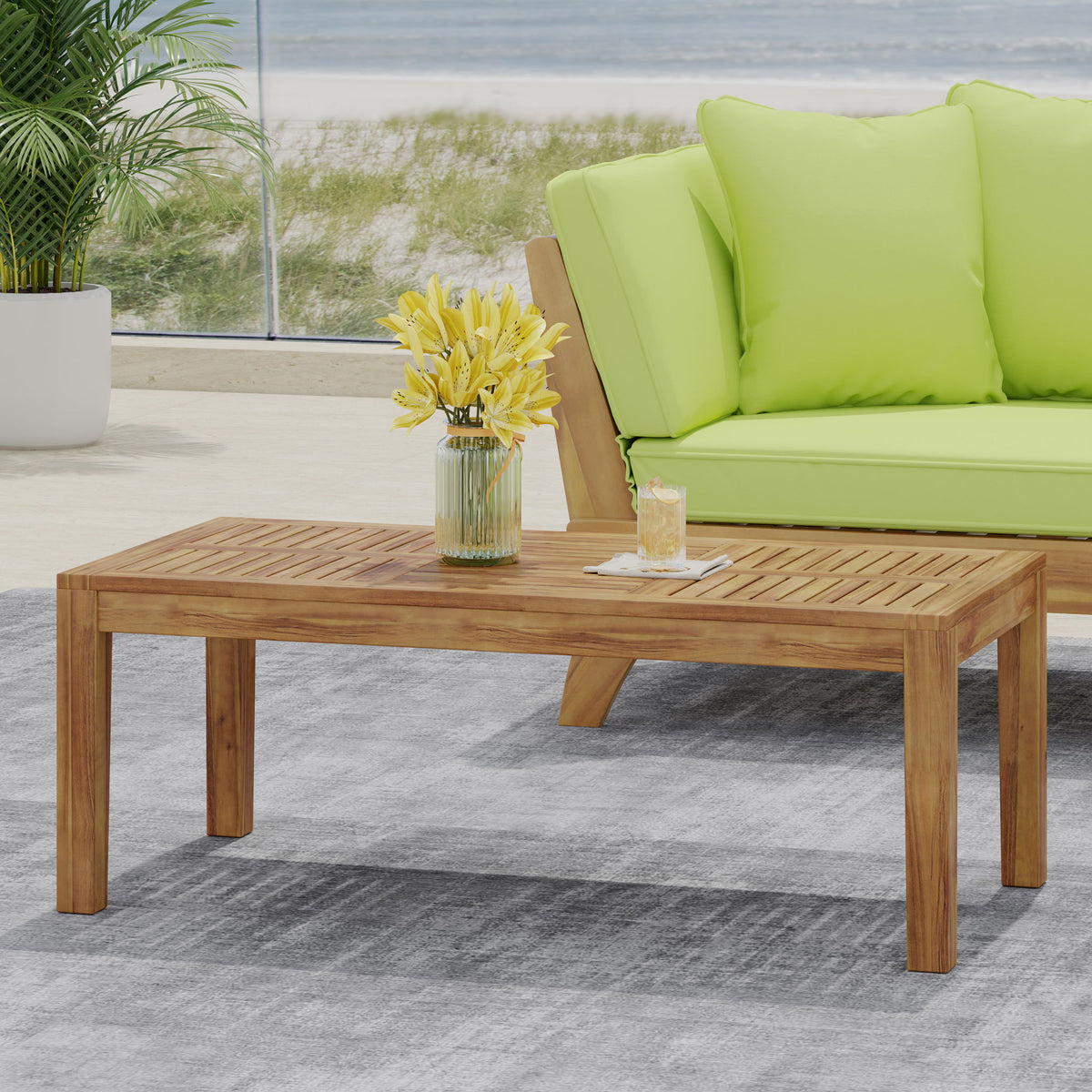 Ajuni - Rectangular Acacia Outdoor Coffee Table - Natural