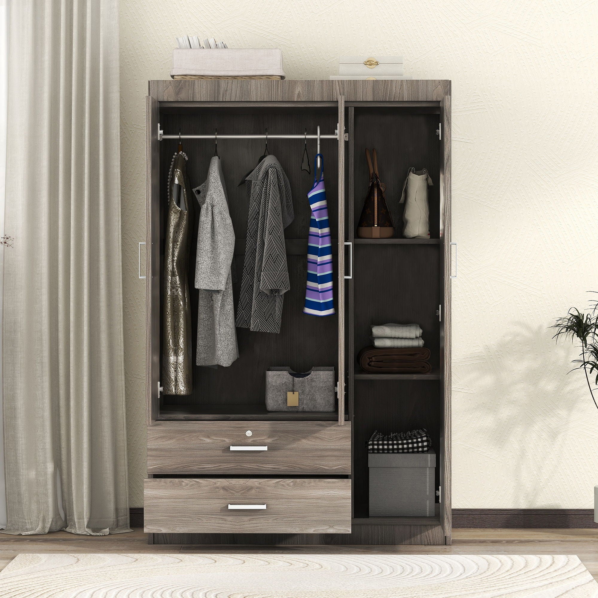 3 Door Wardrobe With 2 Drawers
