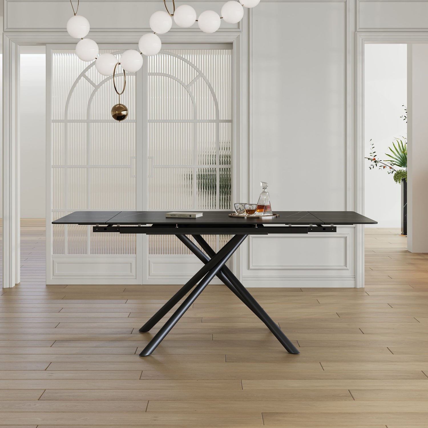 Modern Retractable Sintered Stone Dining Table