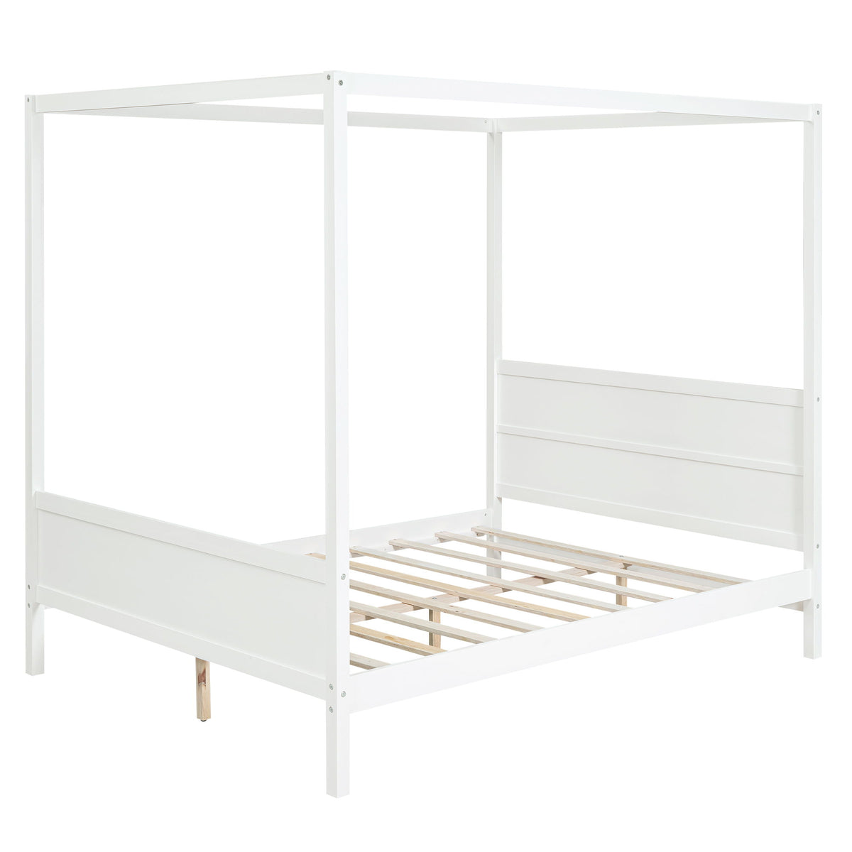 Canopy Platform Bed With Headboard And Footboard, Slat Support Leg
