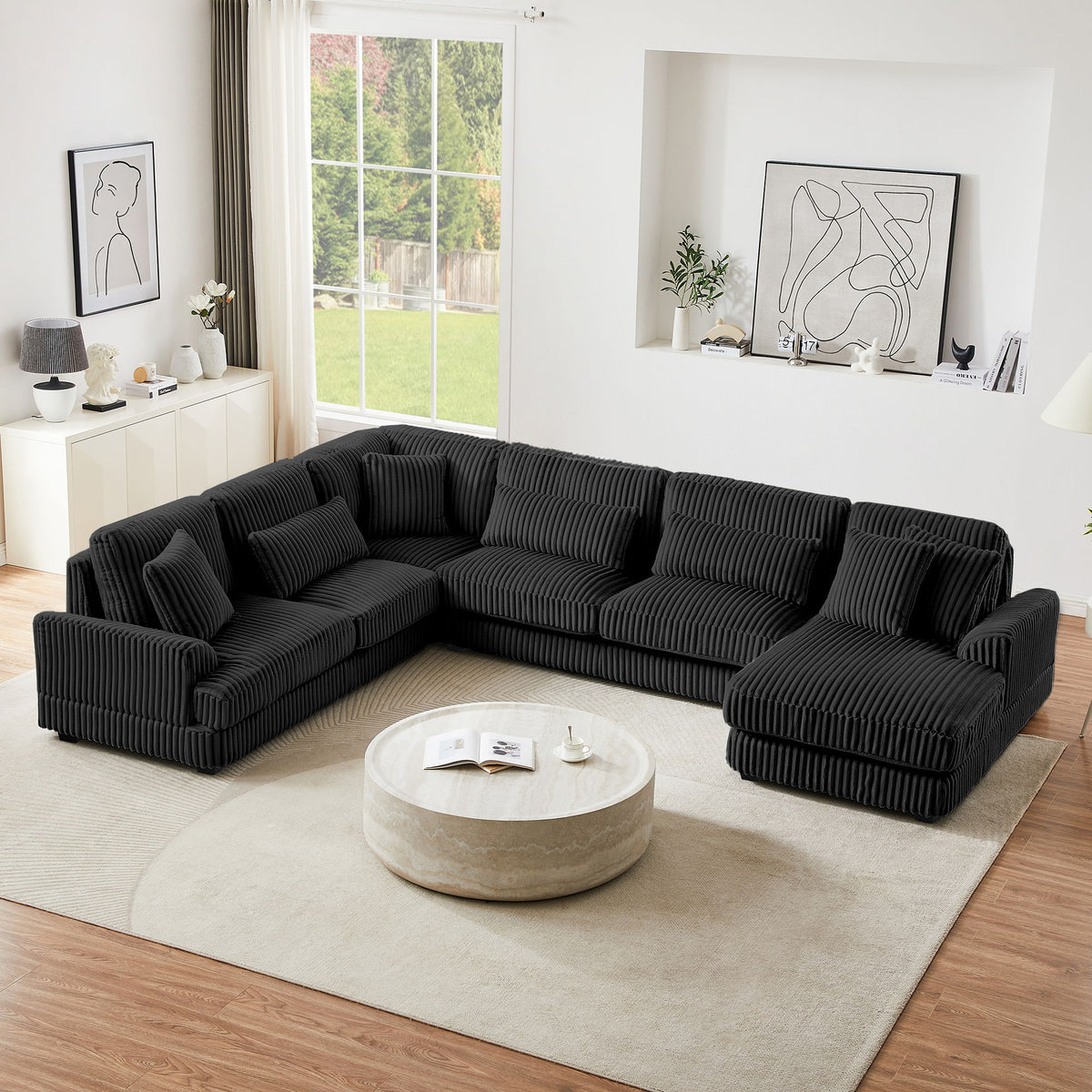Oversized Sectional Sofa U - Shaped Sofa Couch Modern Sofa Upholstered In Soft With A Chaise Lounge For Living Room