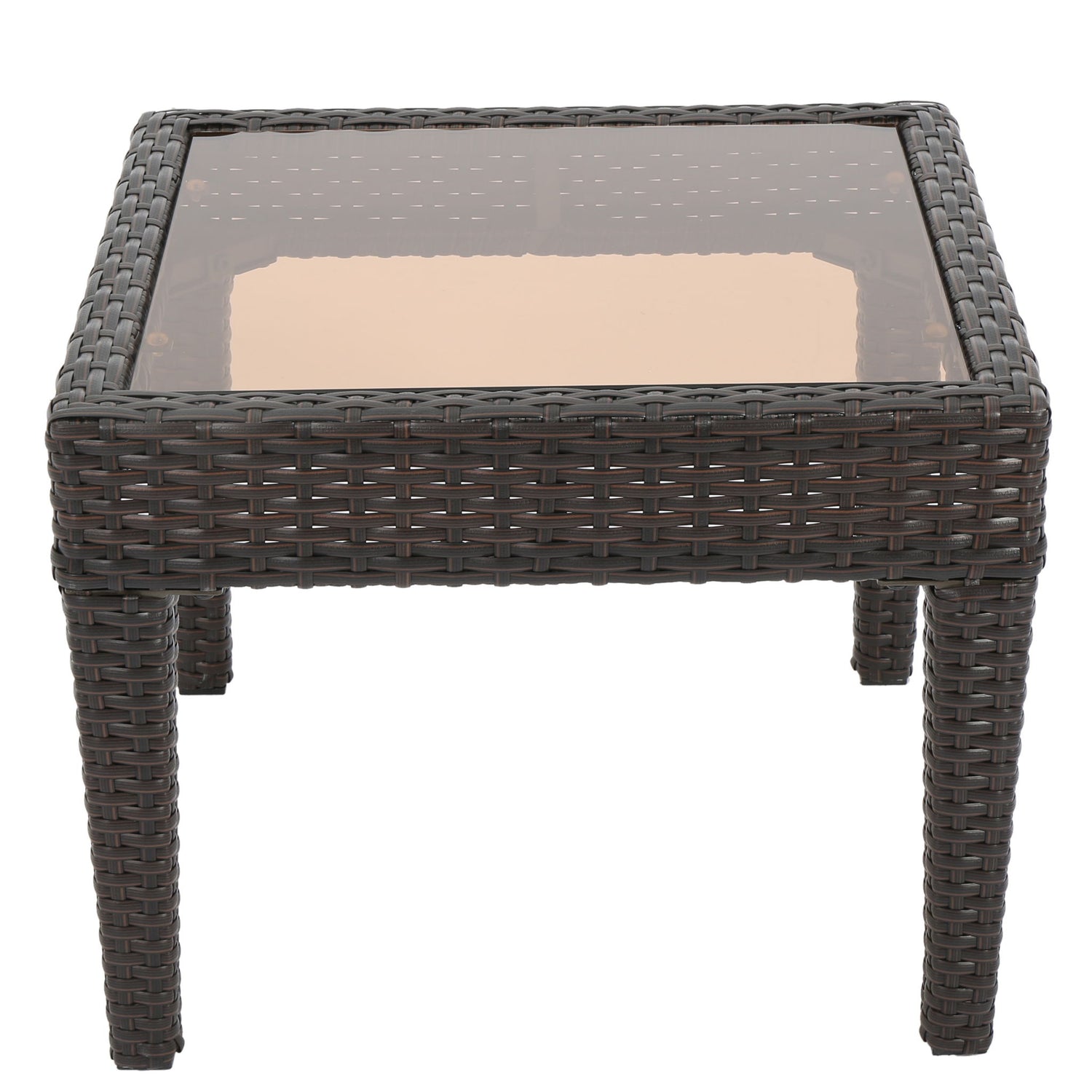 Nebulosity - Outdoor Accent Table With Square Glass Top - Brown Multi