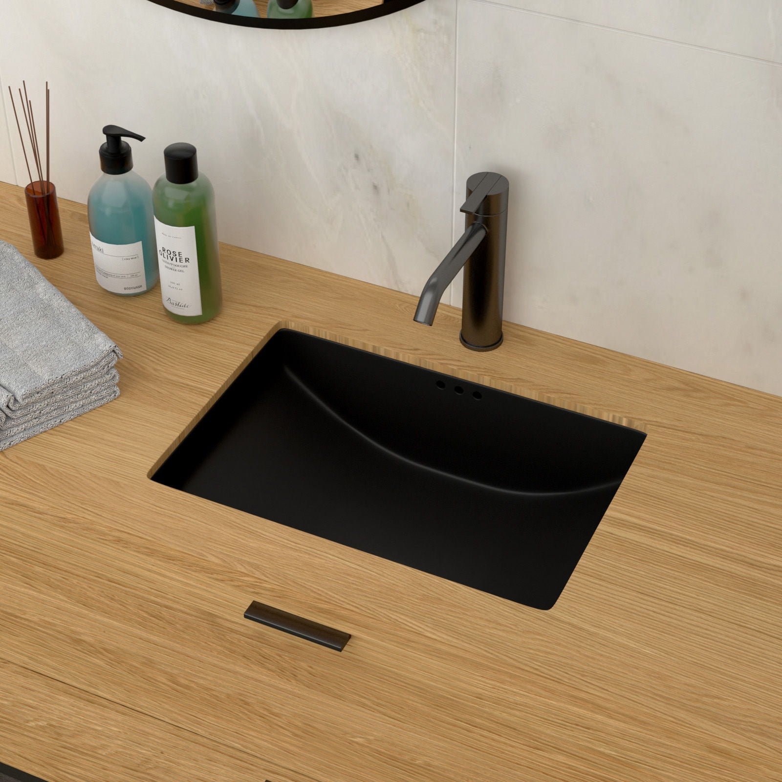 Modern Ceramic Undermount Bathroom Sink With Overflow, High Quality