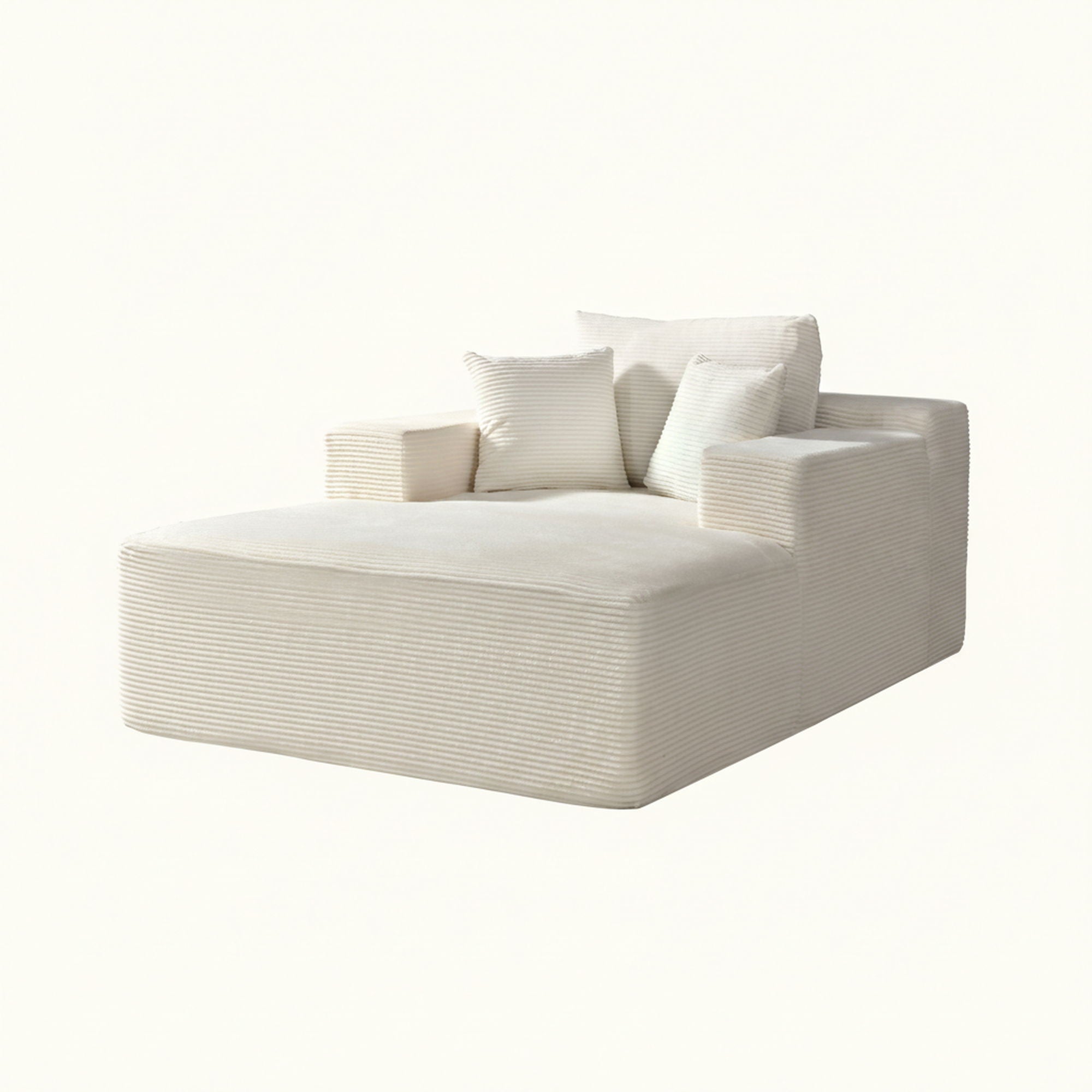 Convertible Chaise Lounge Chair With Wide Armrest & Throw Pillows