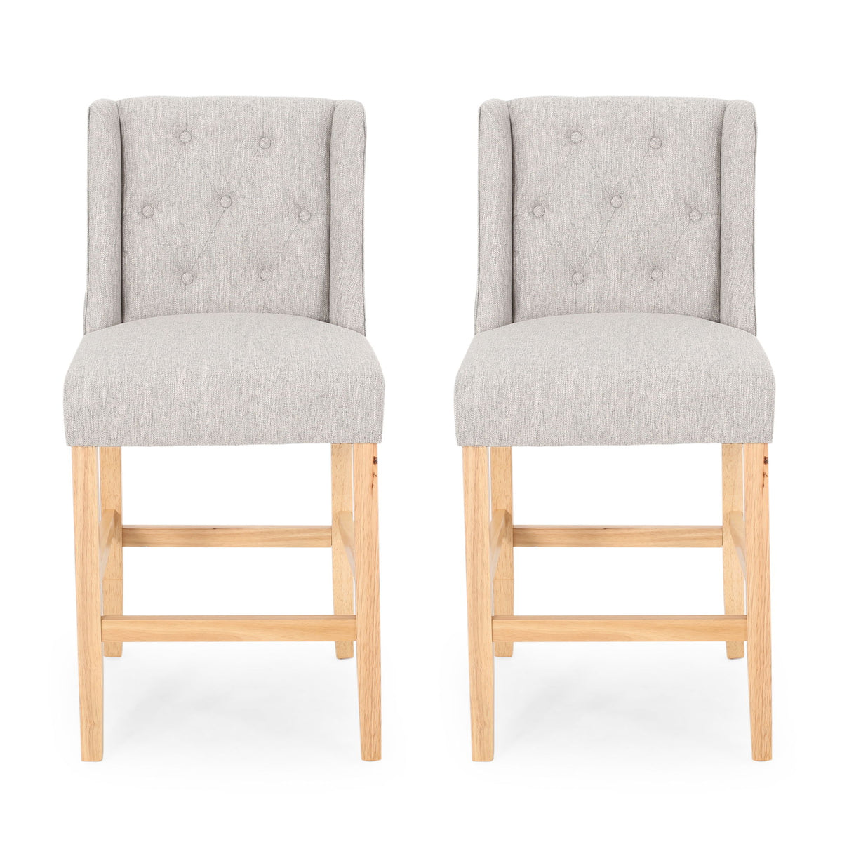 Vienna - Contemporary Fabric Tufted & Wingback Counter Stools (Set of 2)