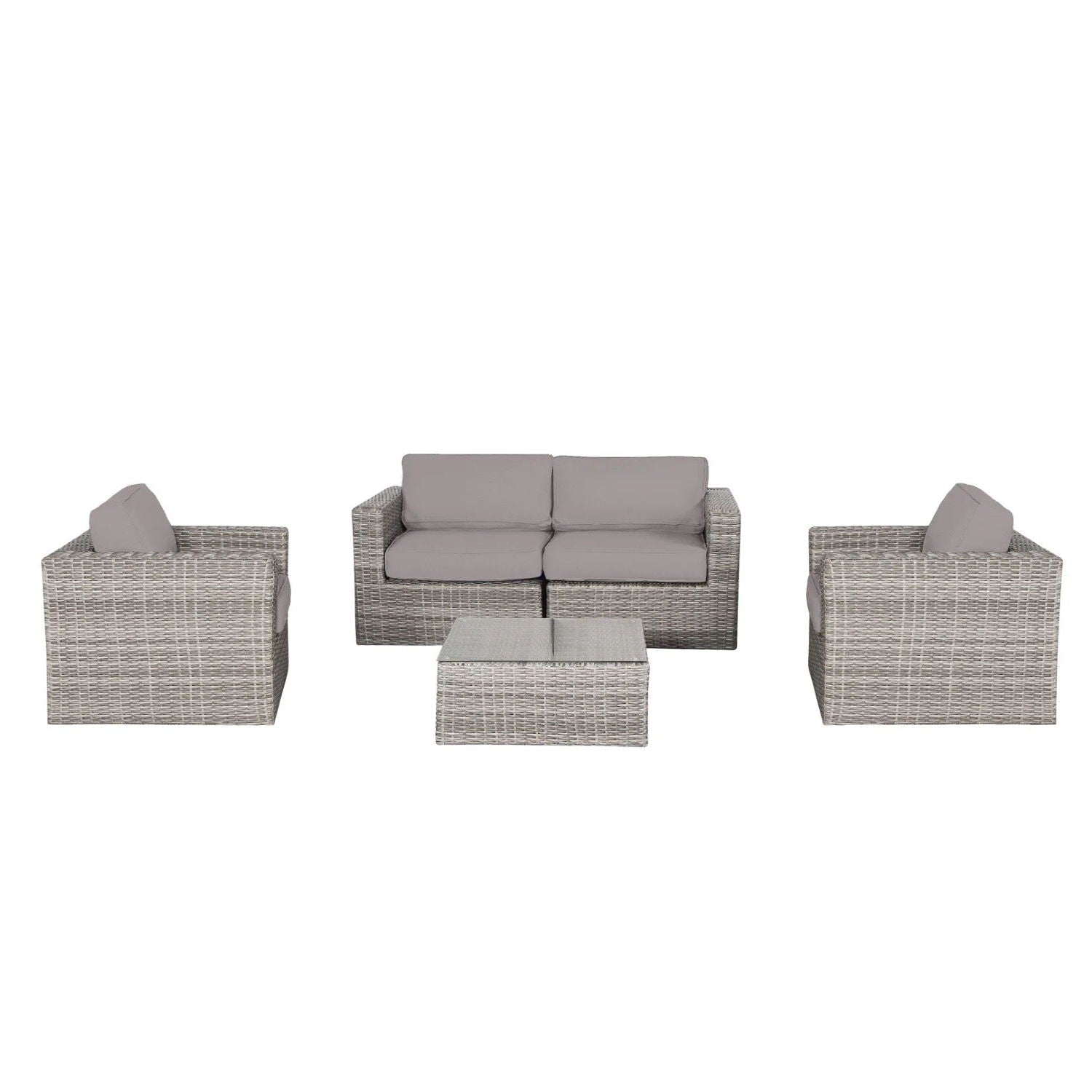 Wicker Seating Group Set With Table And Cushions
