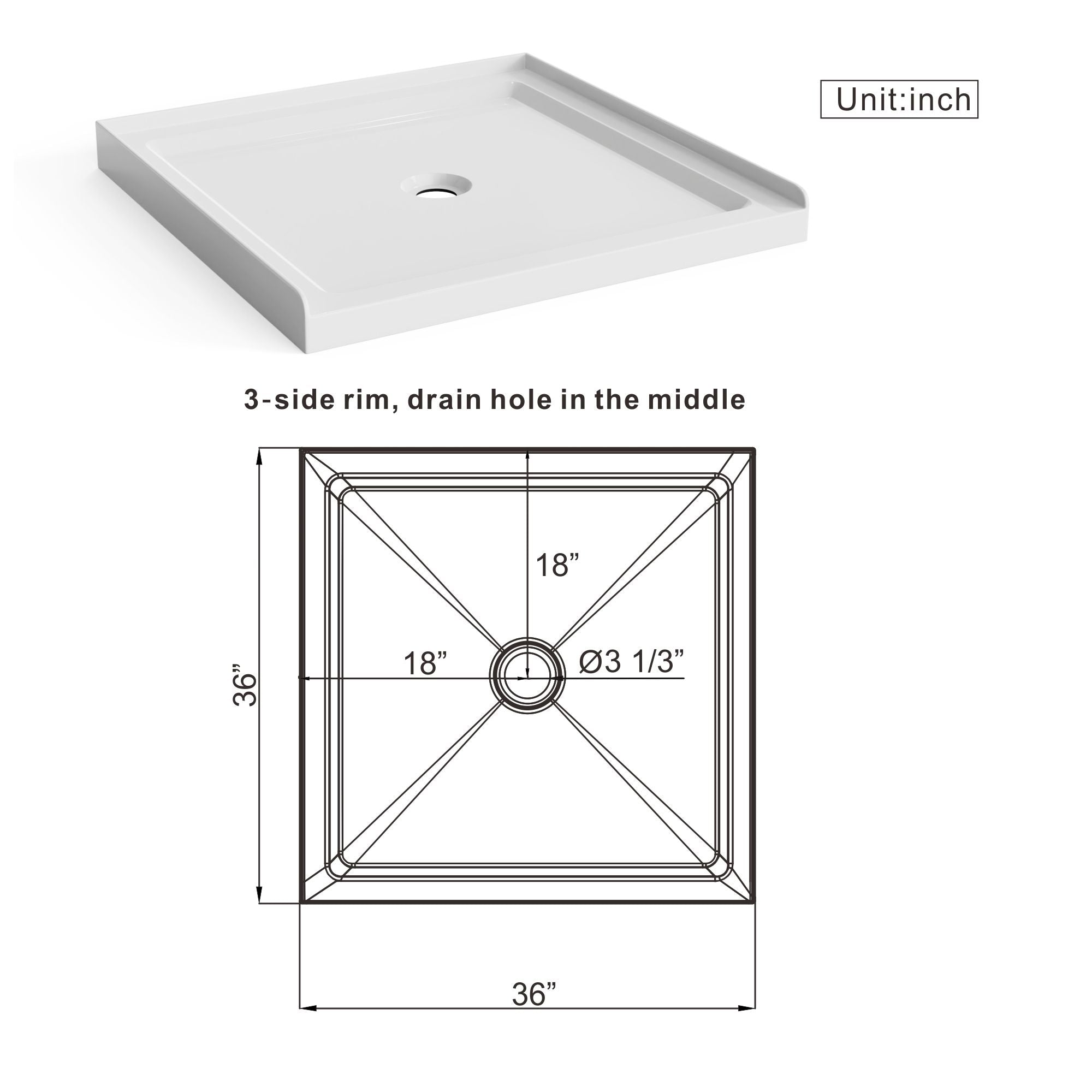 Shower Base With Centered Drain