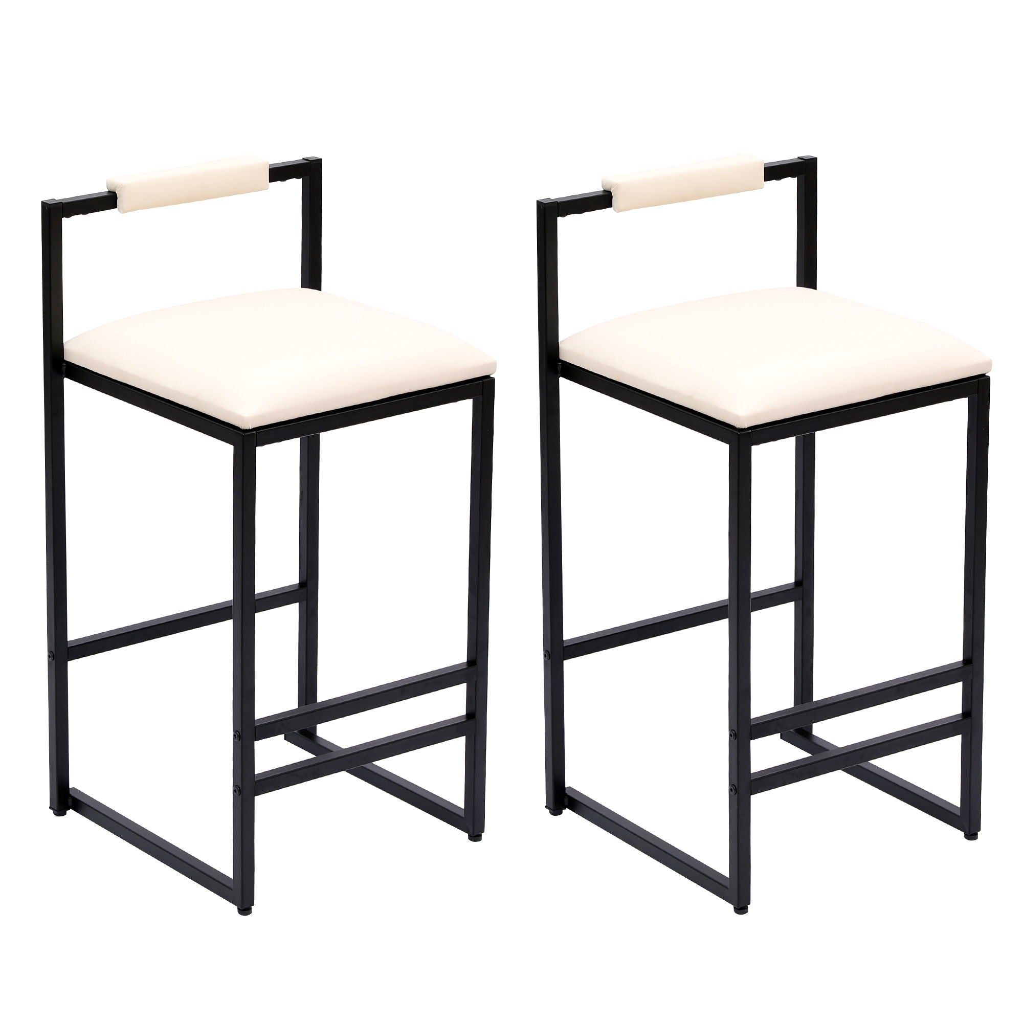 Elegant Bar Stool Set With Backrest And Footrest, Counter Height (Set of 2)