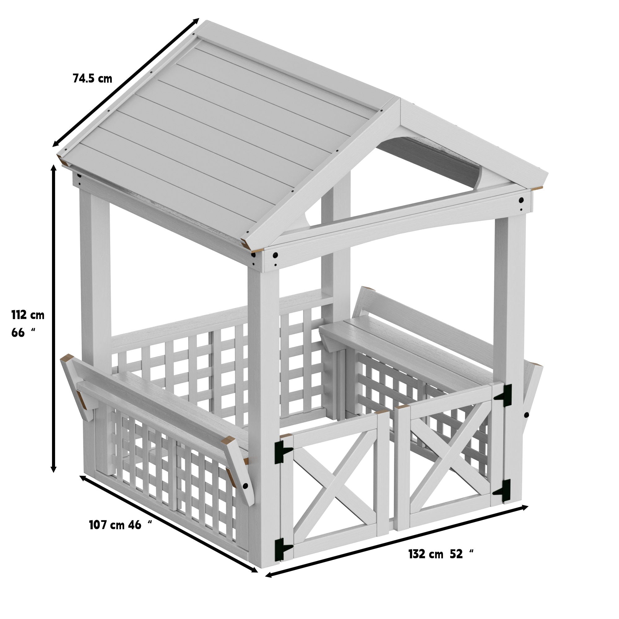 Outdoor Wooden Playhouse With Bench And Door - White