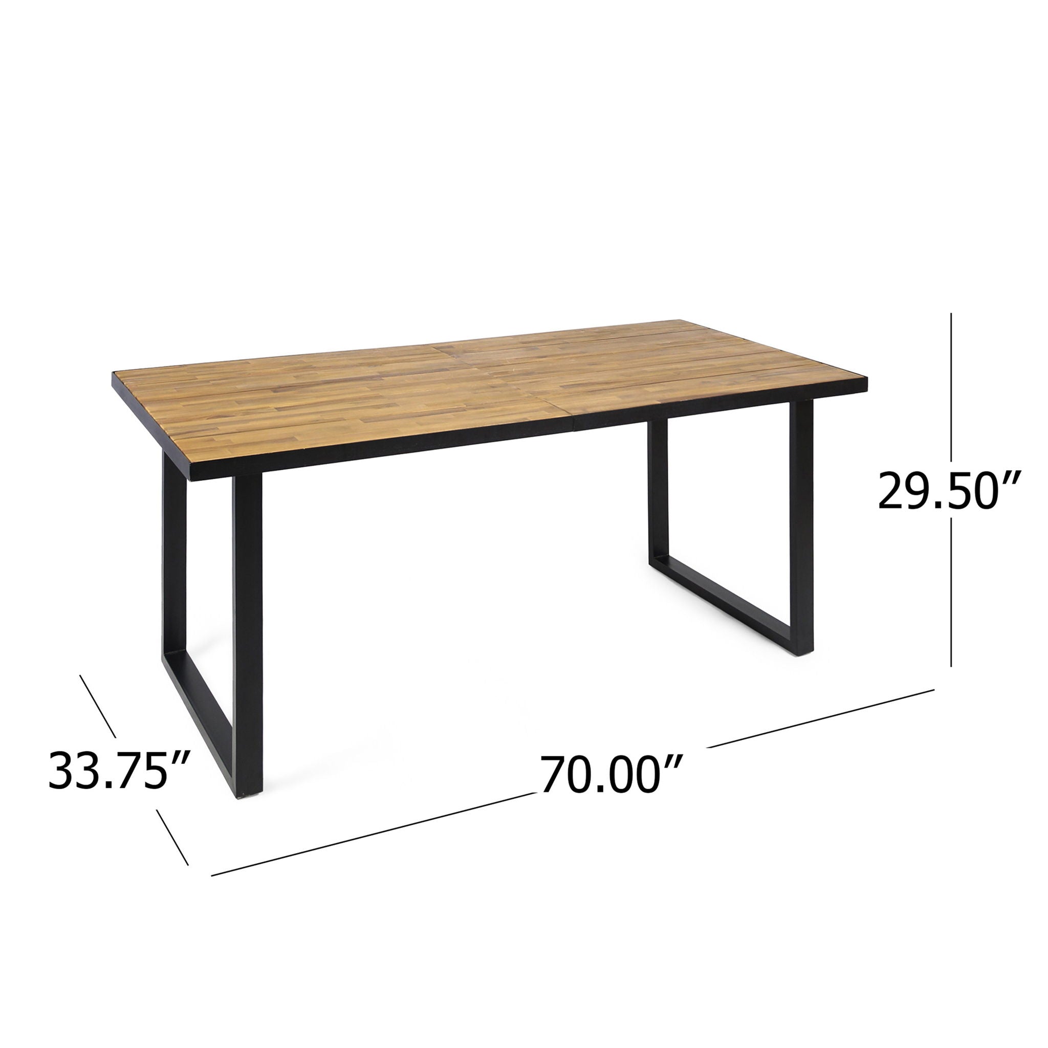 Outdoor Dining Table With U Shape Legs And Slat Top Table - Teak