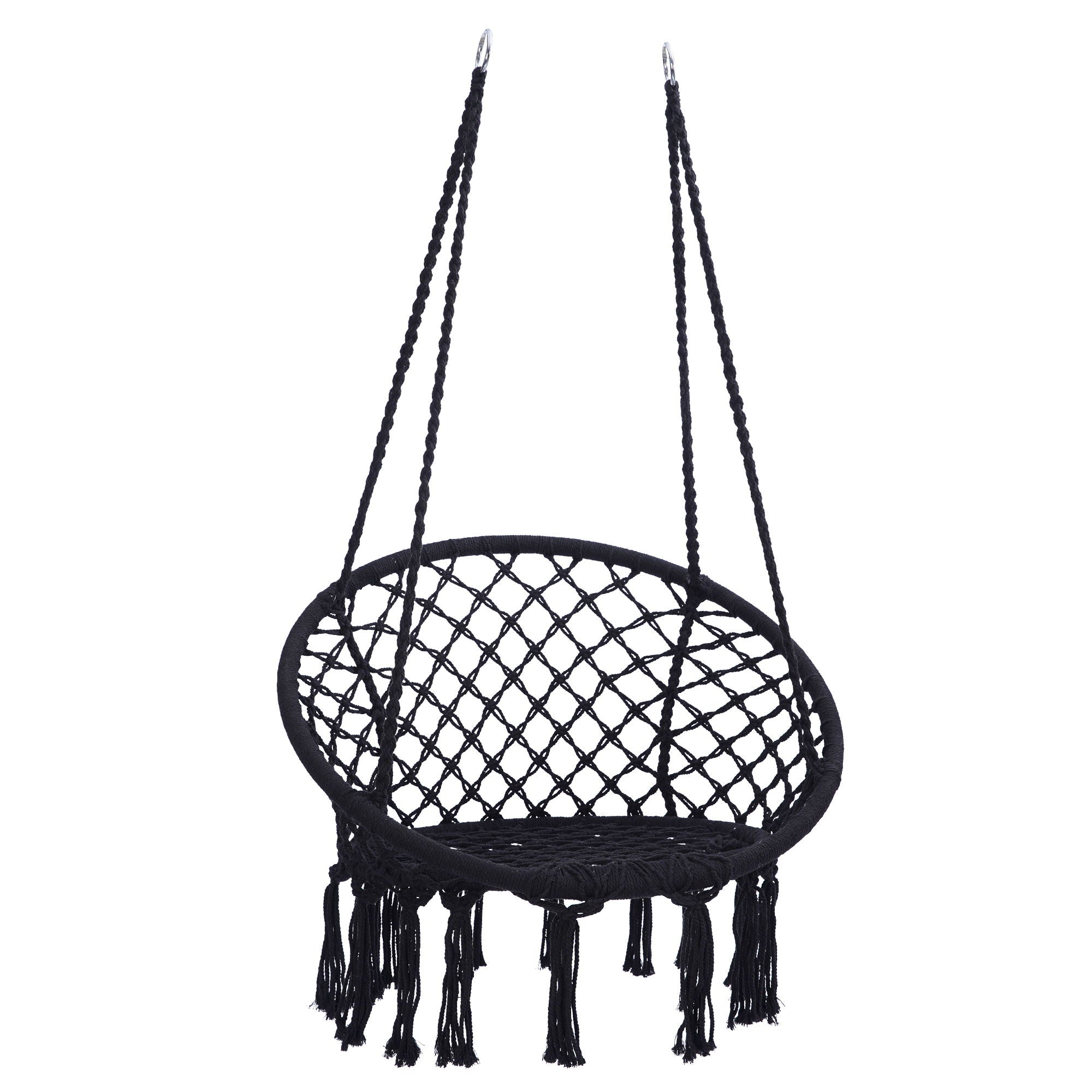 Macrame Hanging Hammock Chair, Cotton Rope Swing For Indoor And Outdoor Use
