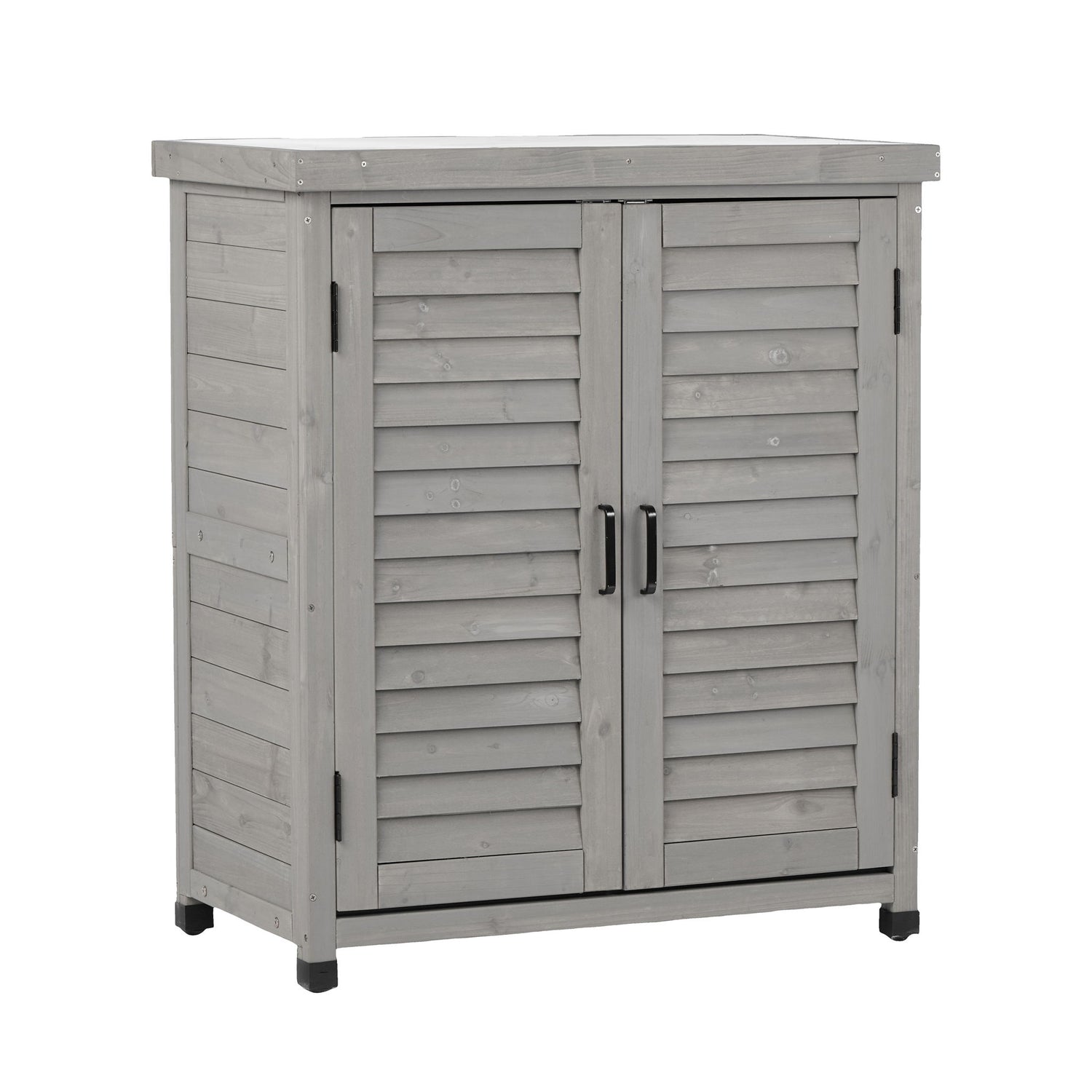 Potting Bench With Storage Cabinet And Metal Table Top For Outdoor