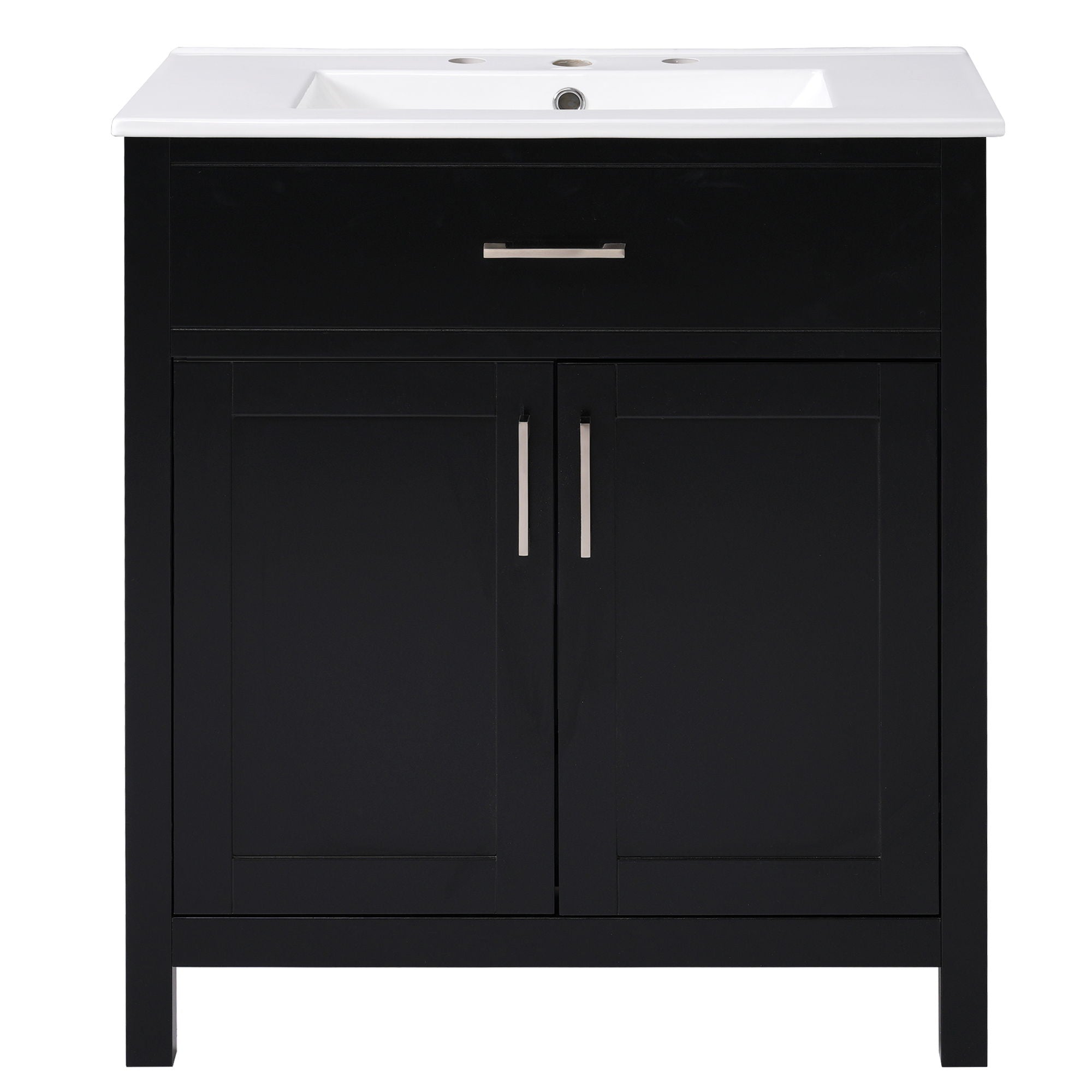 Bathroom Vanity With Sink And Ample Storage, Rectangular Undermount Sink - Black