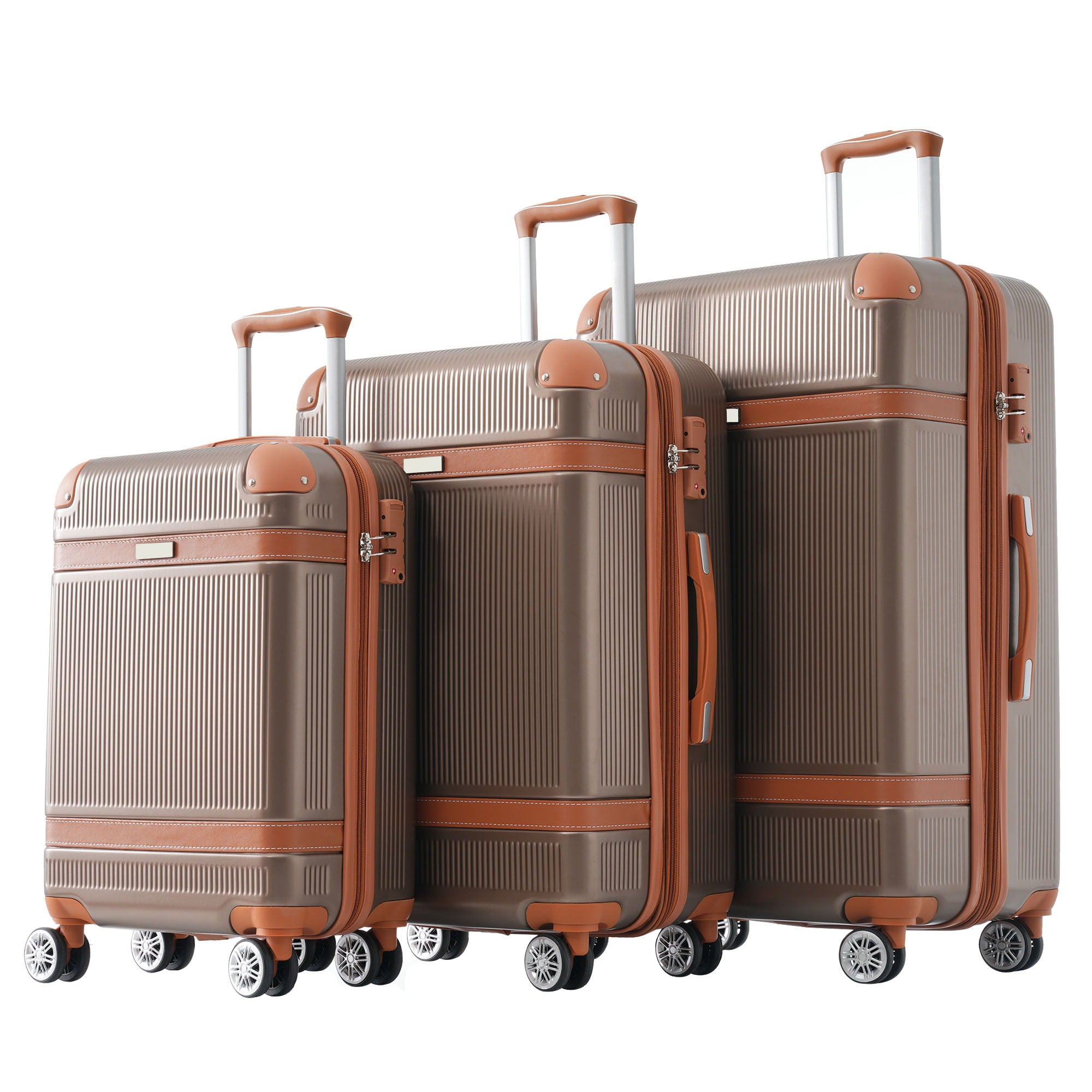 Hardshell Luggage Sets 3 Piece Double Spinner 8 Wheels Suitcase With Tsa Lock Lightweight 20&