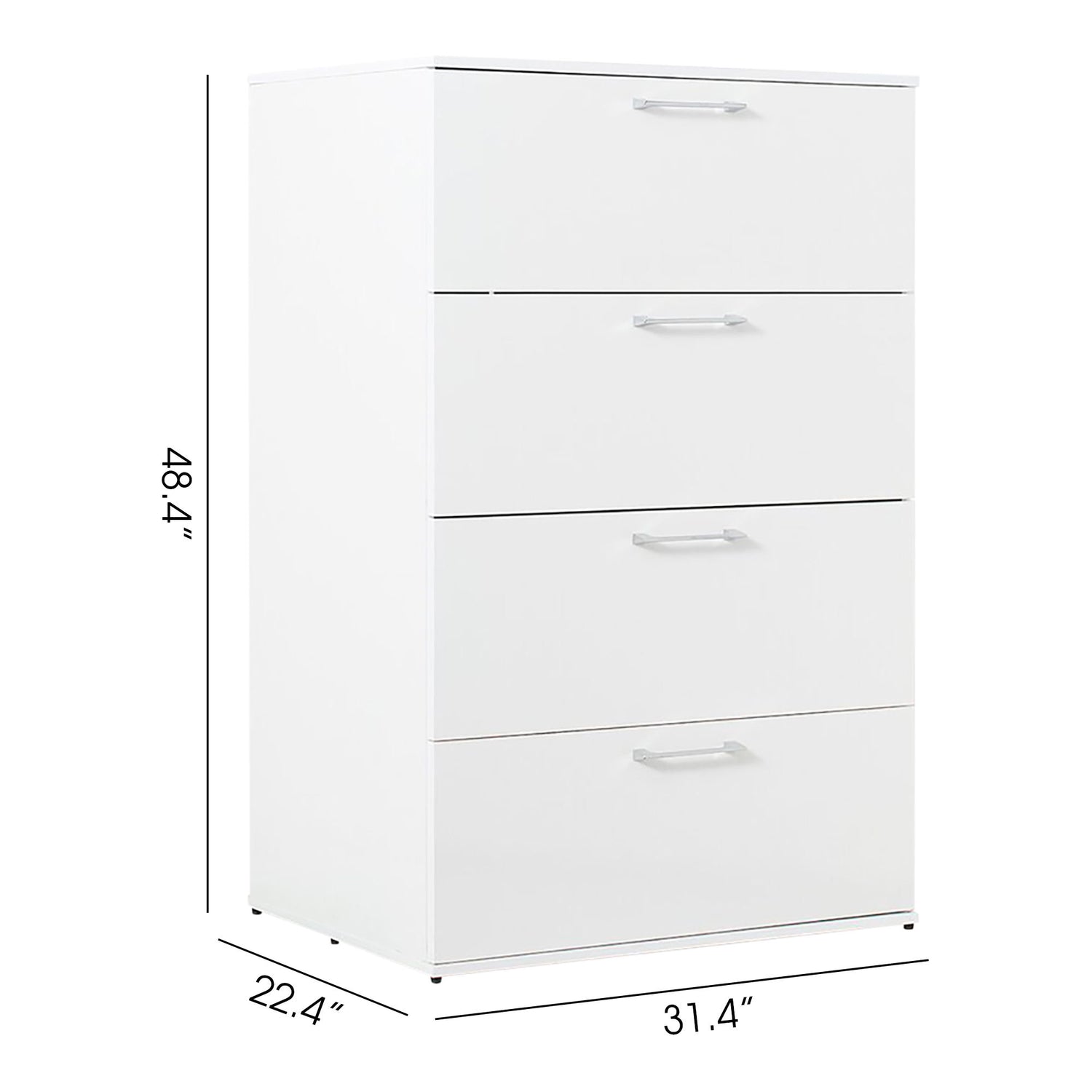 Bliss - Glossy 4 Drawer Jumbo Chest With Extra Deep Storage