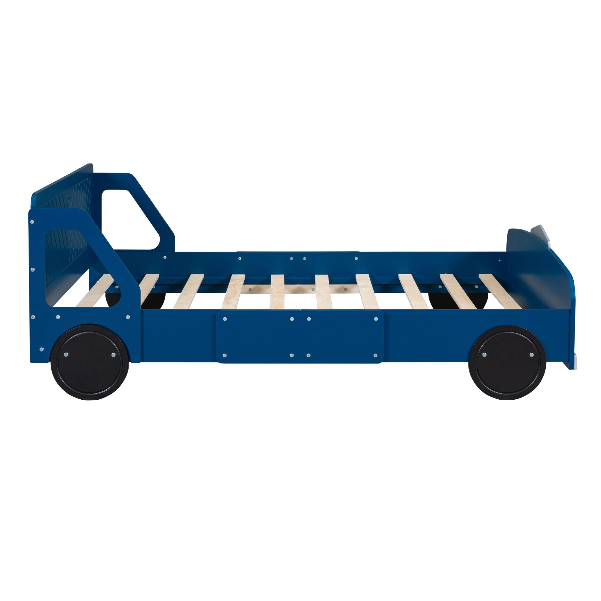 Full Size Car-Shaped Platform Bed & Wheels - Blue