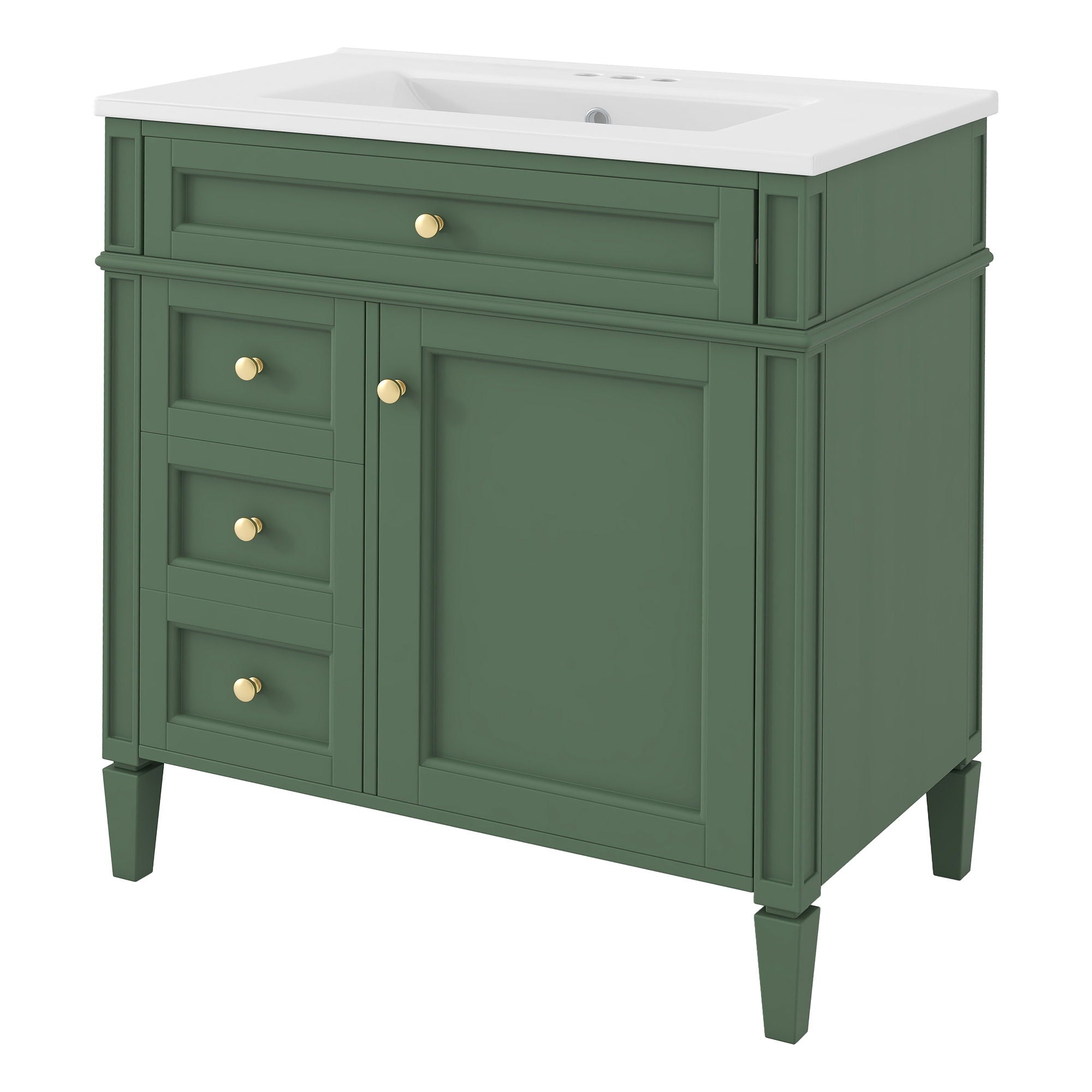 Bathroom Vanity With Top Sink, Storage Cabinet With 2 Drawers, Tip Out Drawer