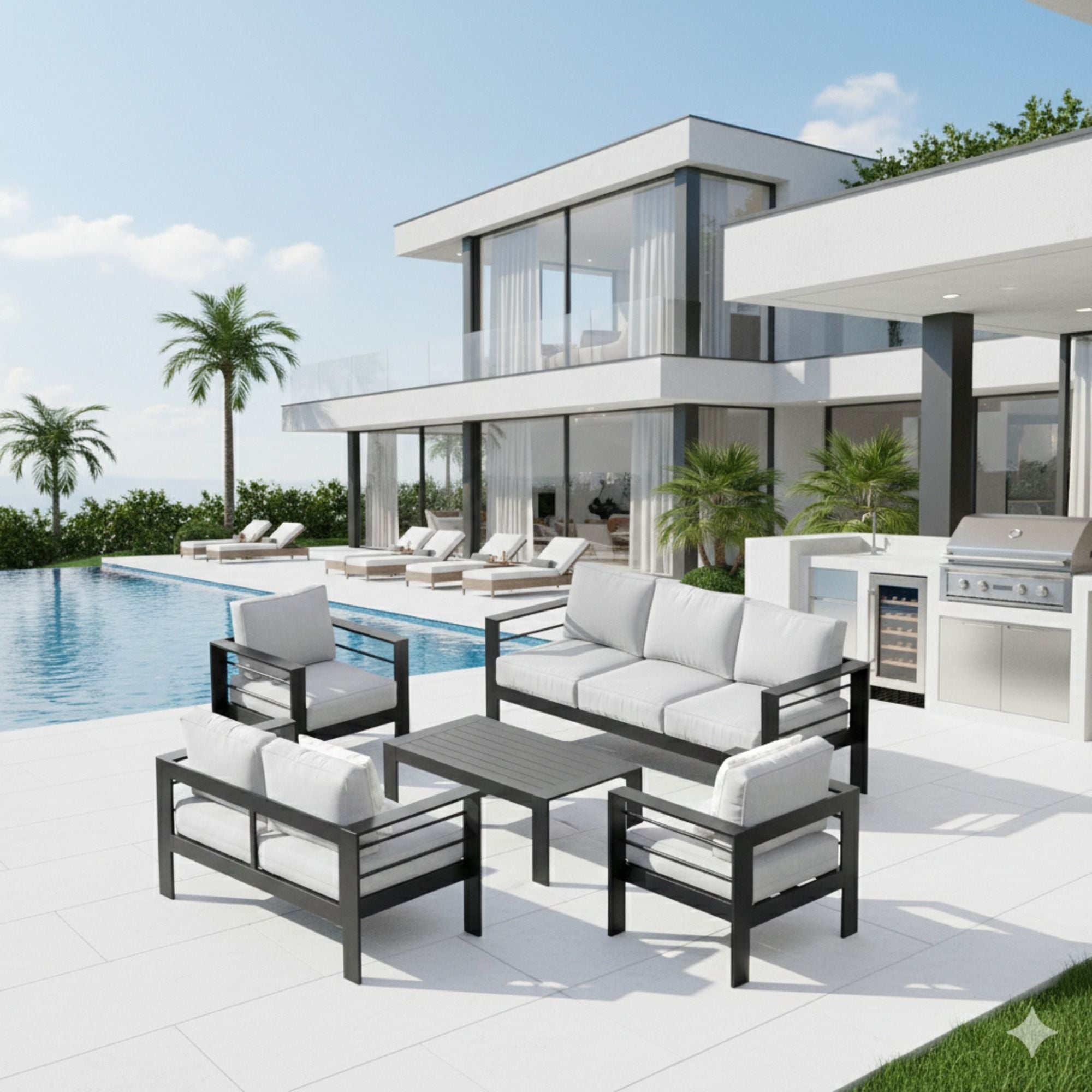 Outdoor Patio Set, All-Weather With Thick Cushions