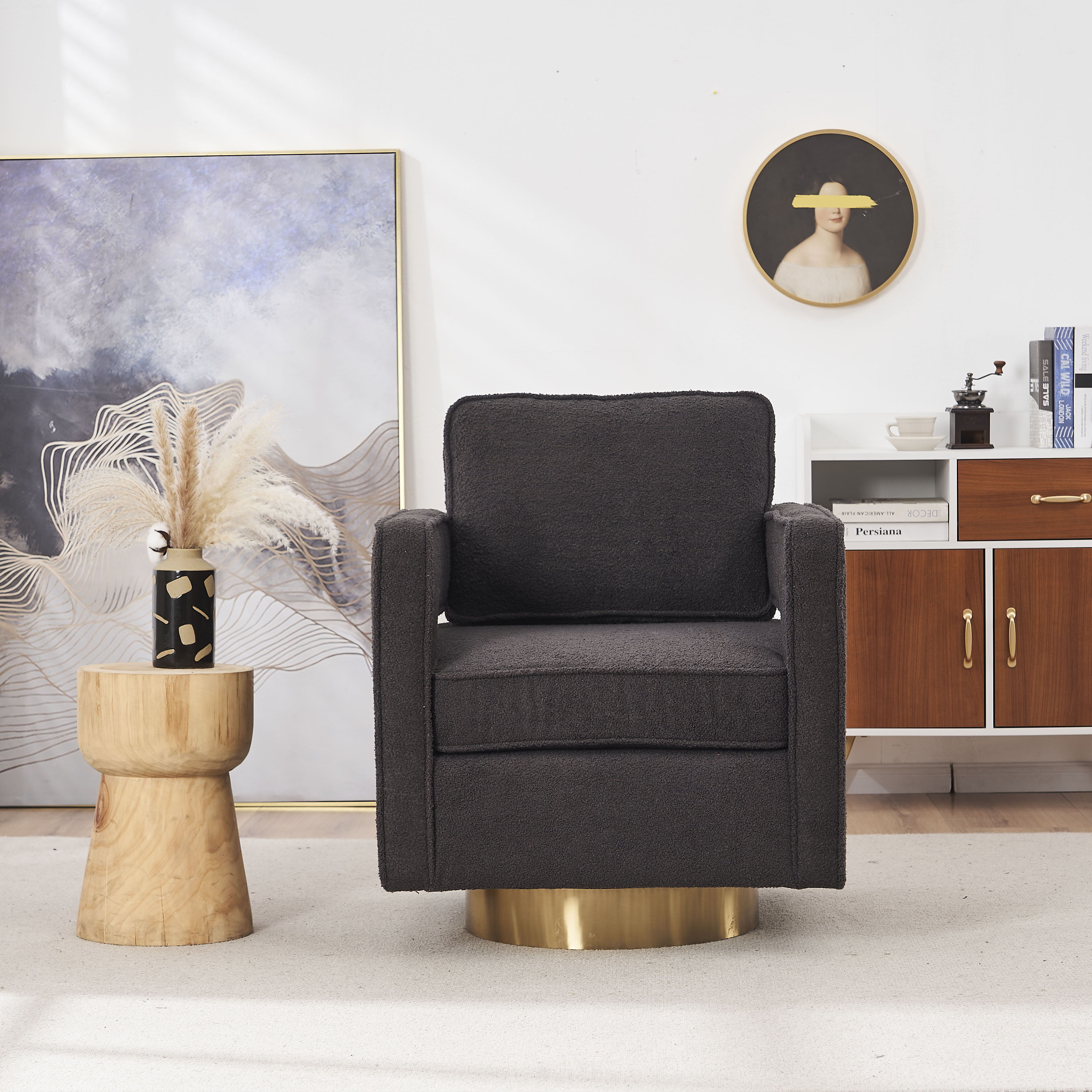 Swivel Barrel Chair 360 Degree Swivel Club Modern Accent Single Sofa Chair