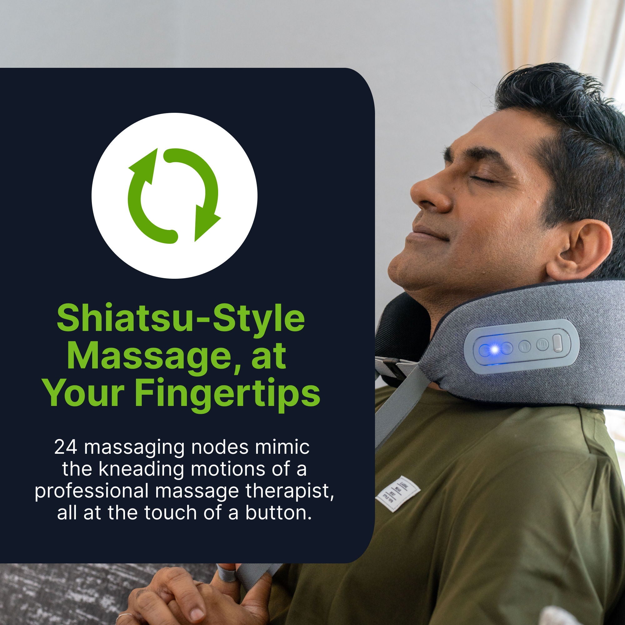 Shiatsu Neck Massage Pillow With Infrared Heat Therapy Foam - Gray