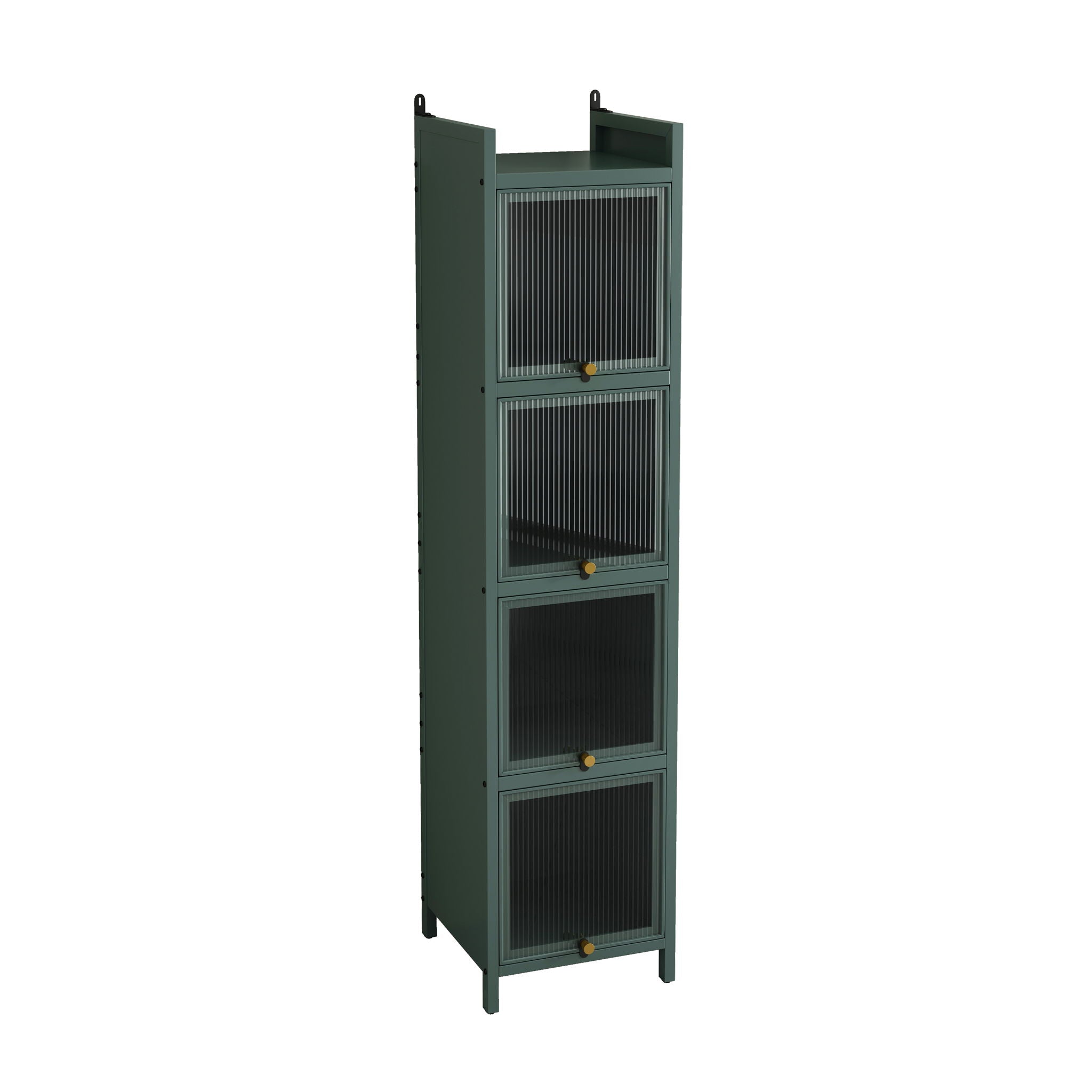 Glass Door Cabinet With Tier Storage