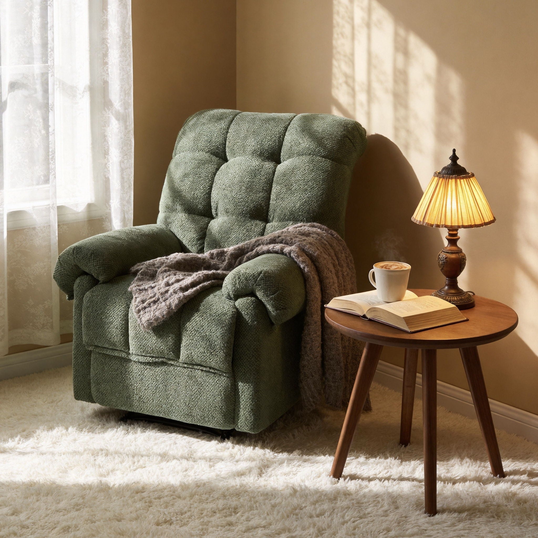 Manual Recliner, Padded Footrest